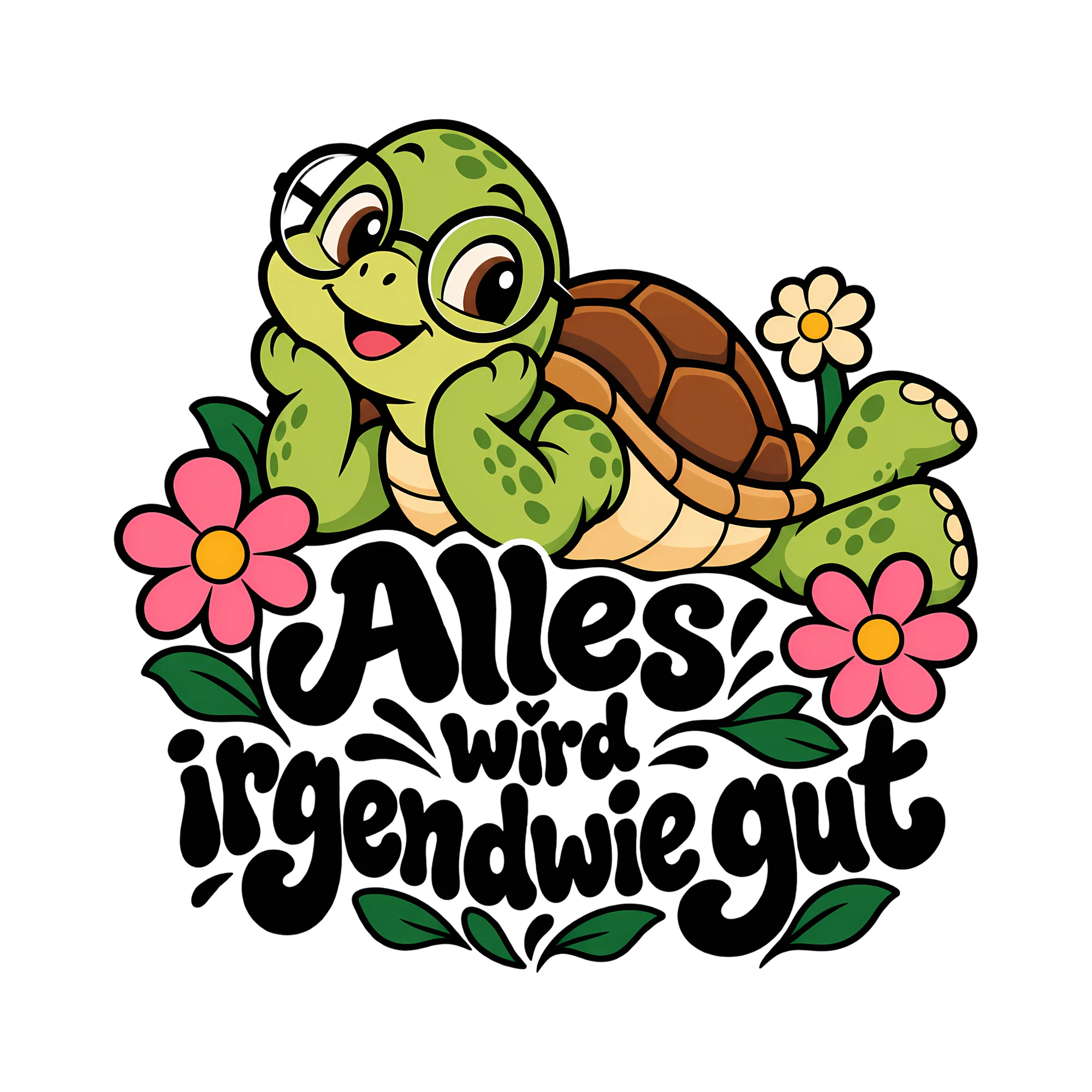 Bügelbild Alles wird irgendwie gut als Grafik auf weißem Hintergrund (BB011593)