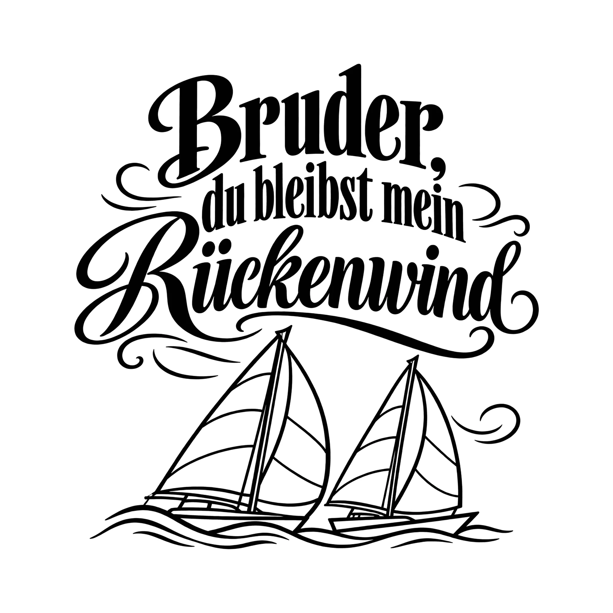 Bügelbild Bruder, du bleibst mein Rückenwind als Grafik auf weißem Hintergrund (BB013538)