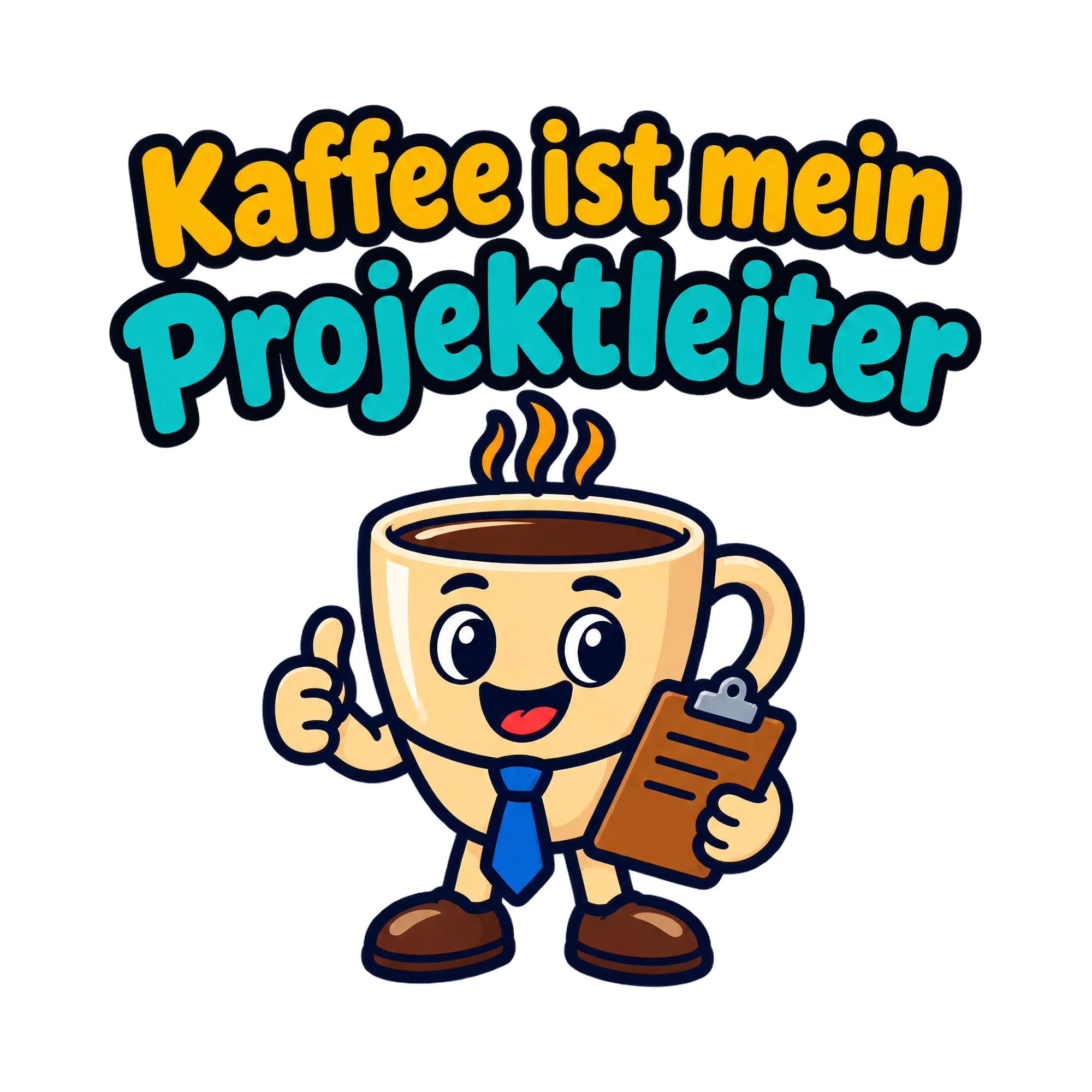 Bügelbild Kaffee ist mein Projektleiter, Beruf Shirt Spruch als Grafik auf weißem Hintergrund (BB020235)