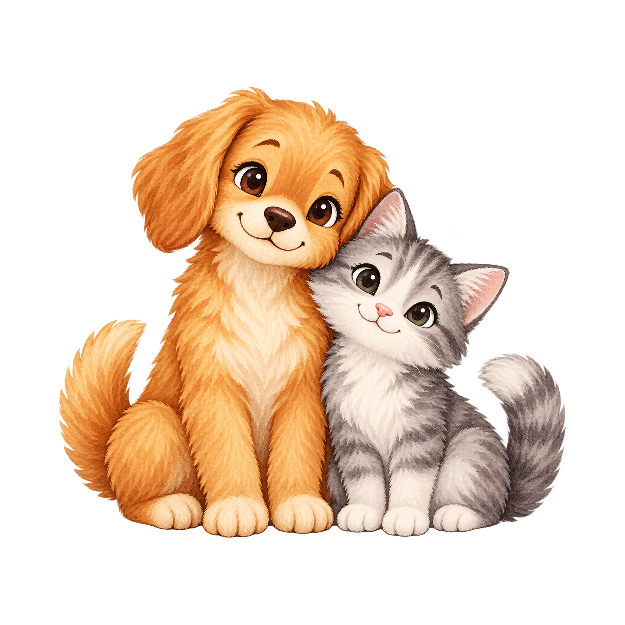 Bügelbild Cat And Dog, Tiere Shirt Motiv als Grafik auf weißem Hintergrund (BB016137)