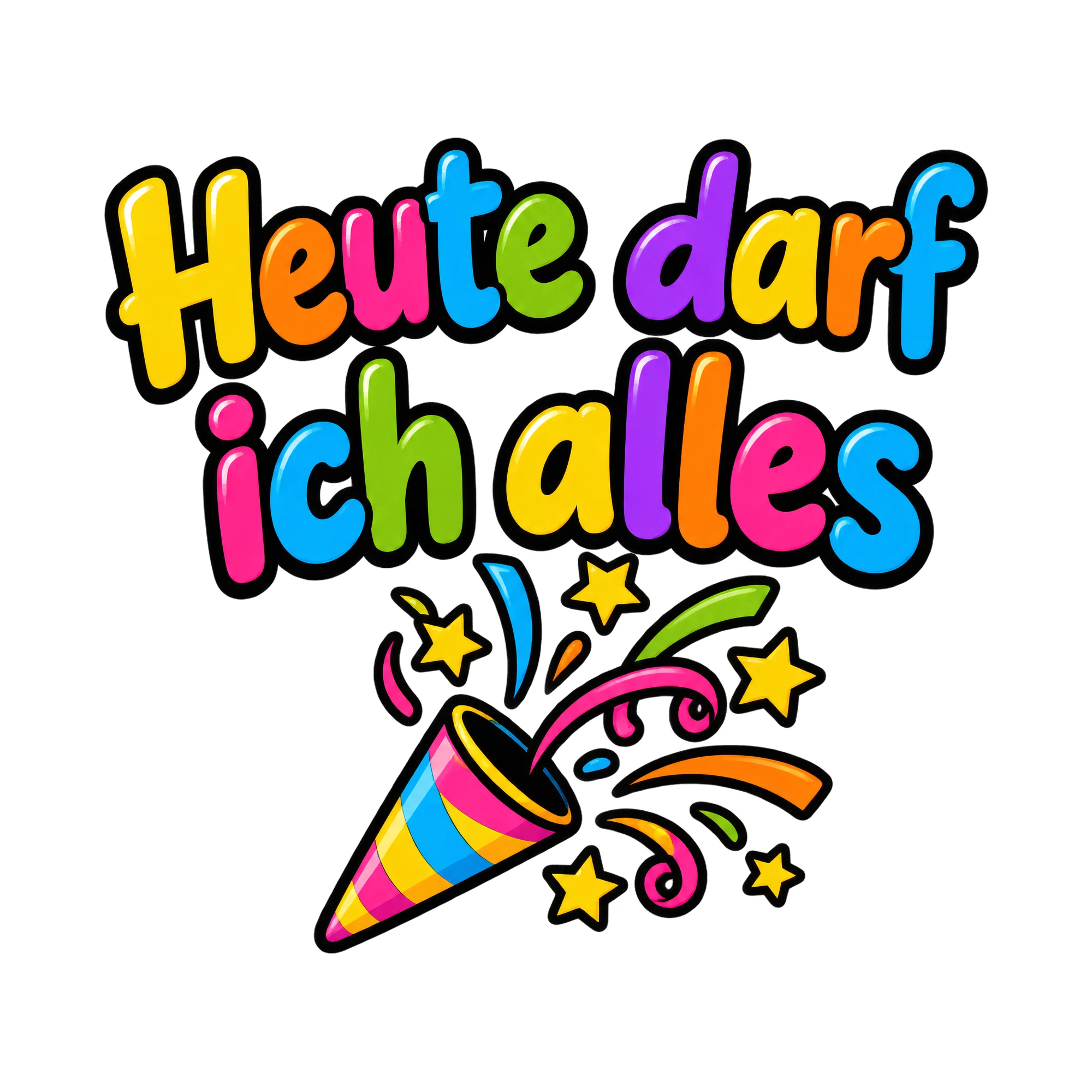 Bügelbild Heute darf ich alles, Geburtstagsshirt Spruch als Grafik auf weißem Hintergrund (BB018359)