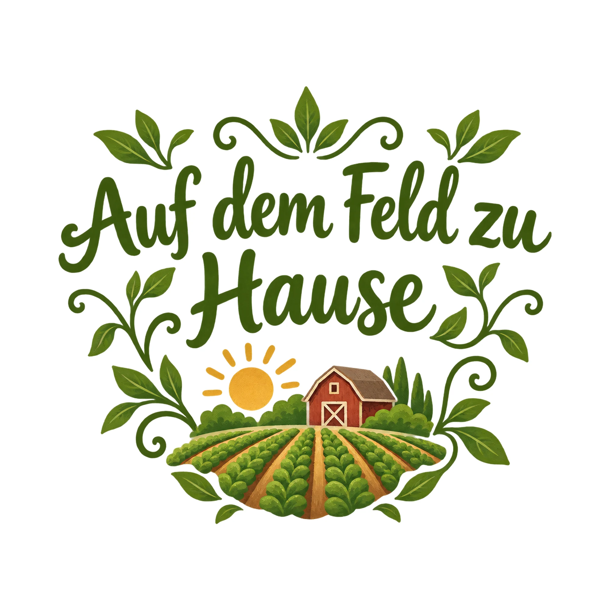 Bügelbild Auf dem Feld zu Hause als Grafik auf weißem Hintergrund (BB020323)