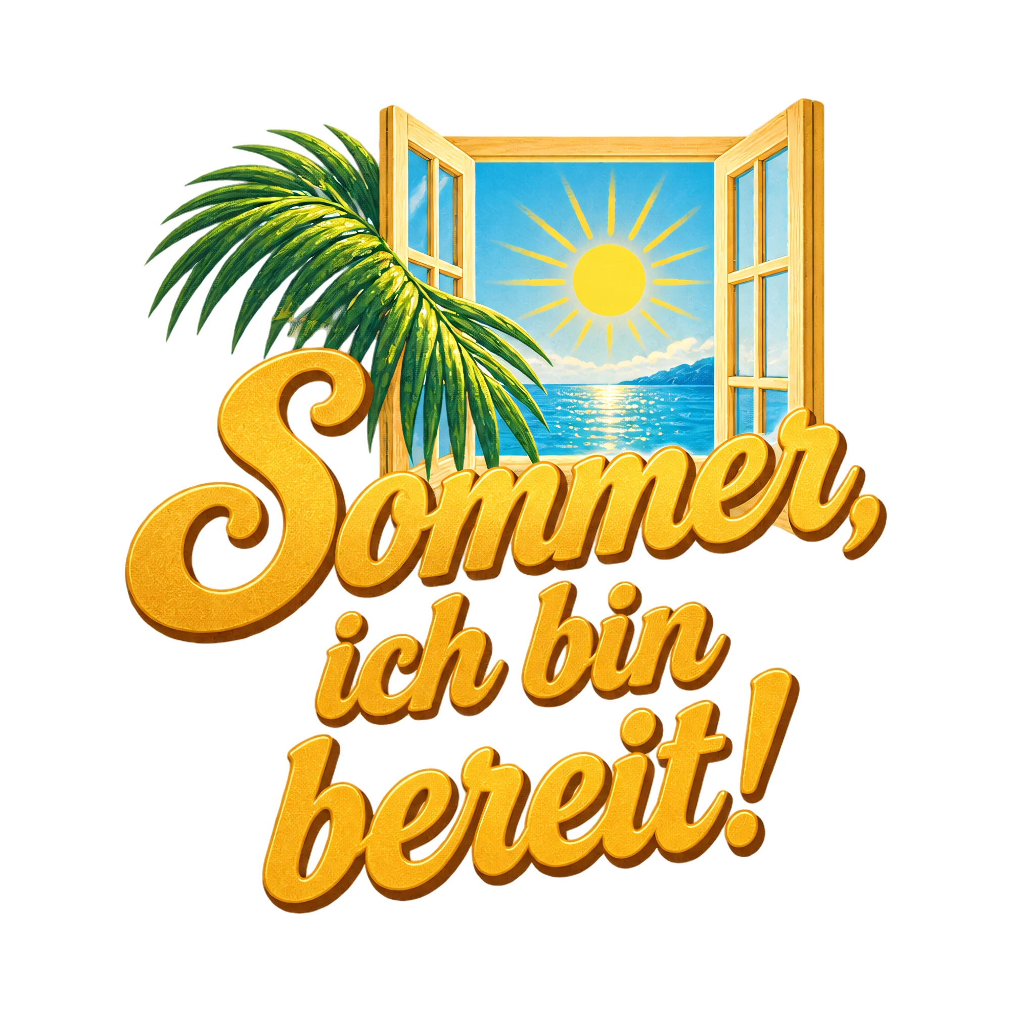 Bügelbild Sommer steht mir offen als Grafik auf weißem Hintergrund (BB014377)