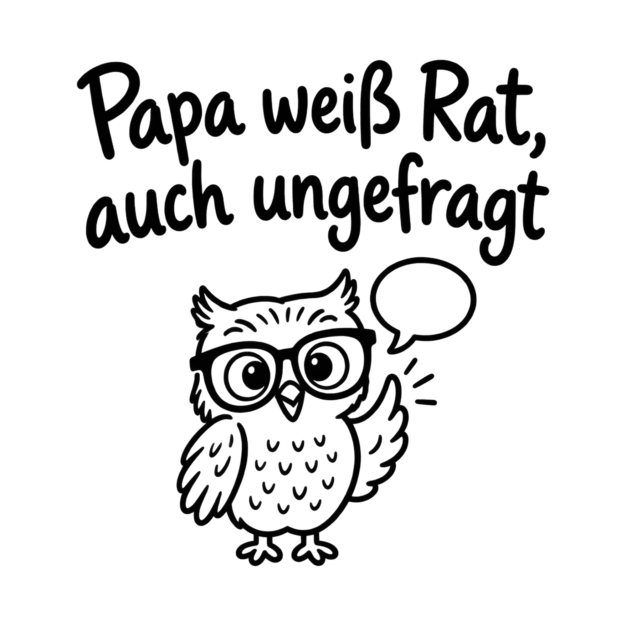 Bügelbild Papa weiß Rat, auch ungefragt als Grafik auf weißem Hintergrund (BB019208)
