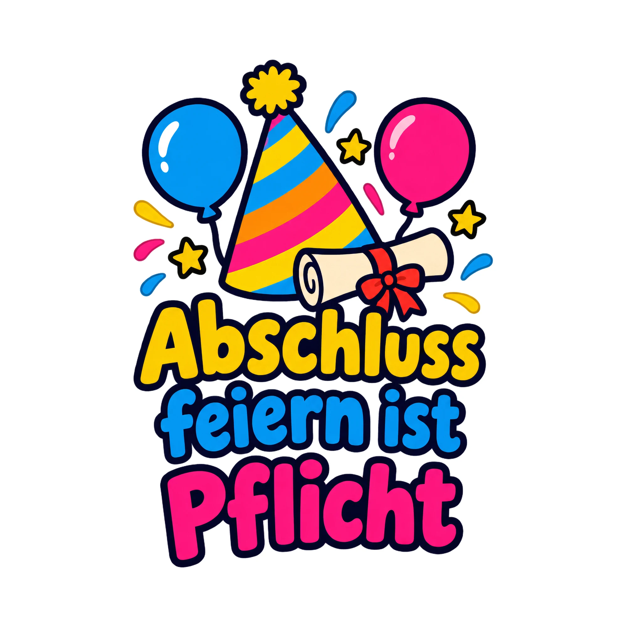 Bügelbild Abschluss feiern ist Pflicht, Abi Shirt Spruch als Grafik auf weißem Hintergrund (BB020150)