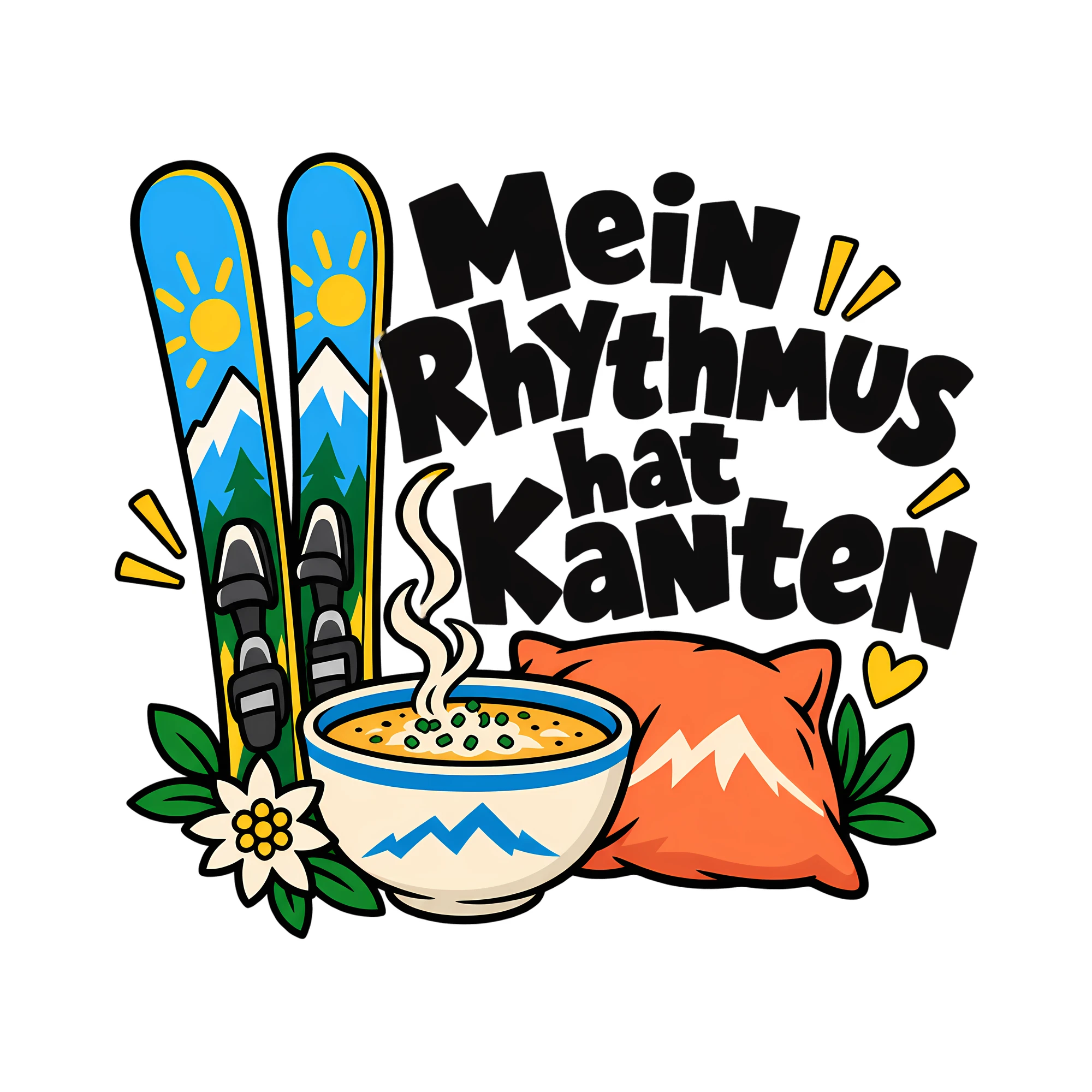 Bügelbild Mein Rhythmus hat Kanten als Grafik auf weißem Hintergrund (BB012145)
