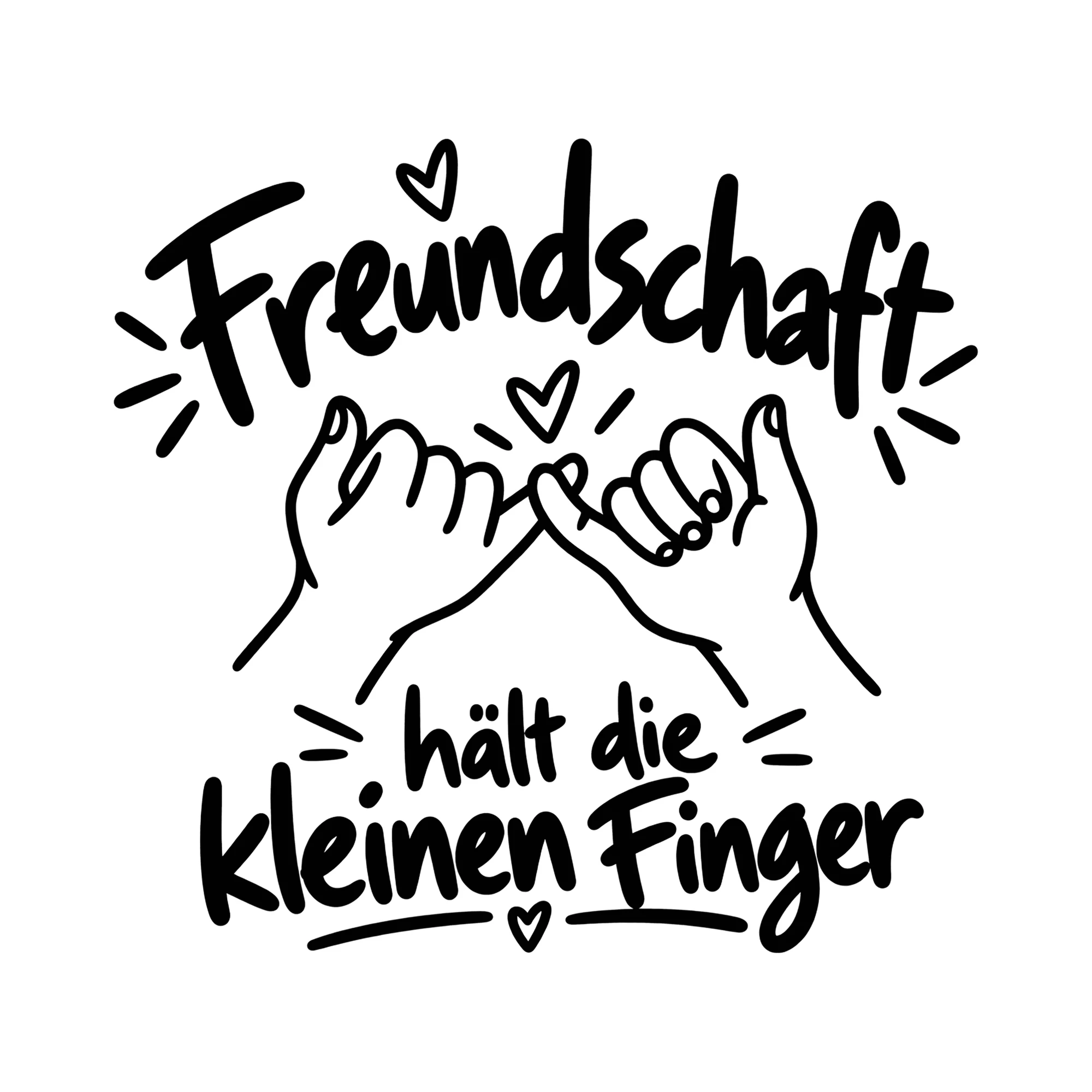 Bügelbild Freundschaft hält die kleinen Finger als Grafik auf weißem Hintergrund (BB012318)