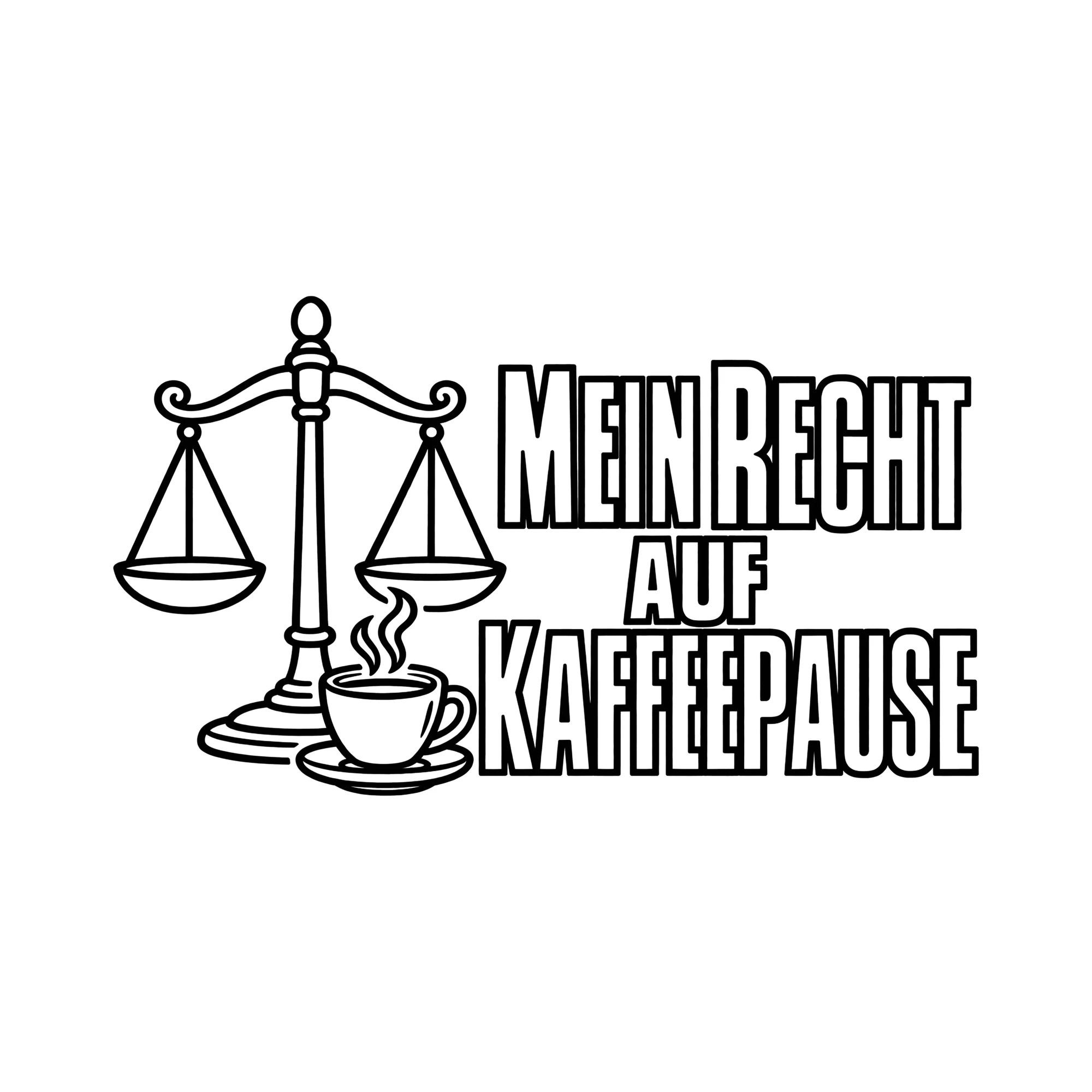 Bügelbild MEIN RECHT AUF KAFFEEPAUSE als Grafik auf weißem Hintergrund (BB012183)