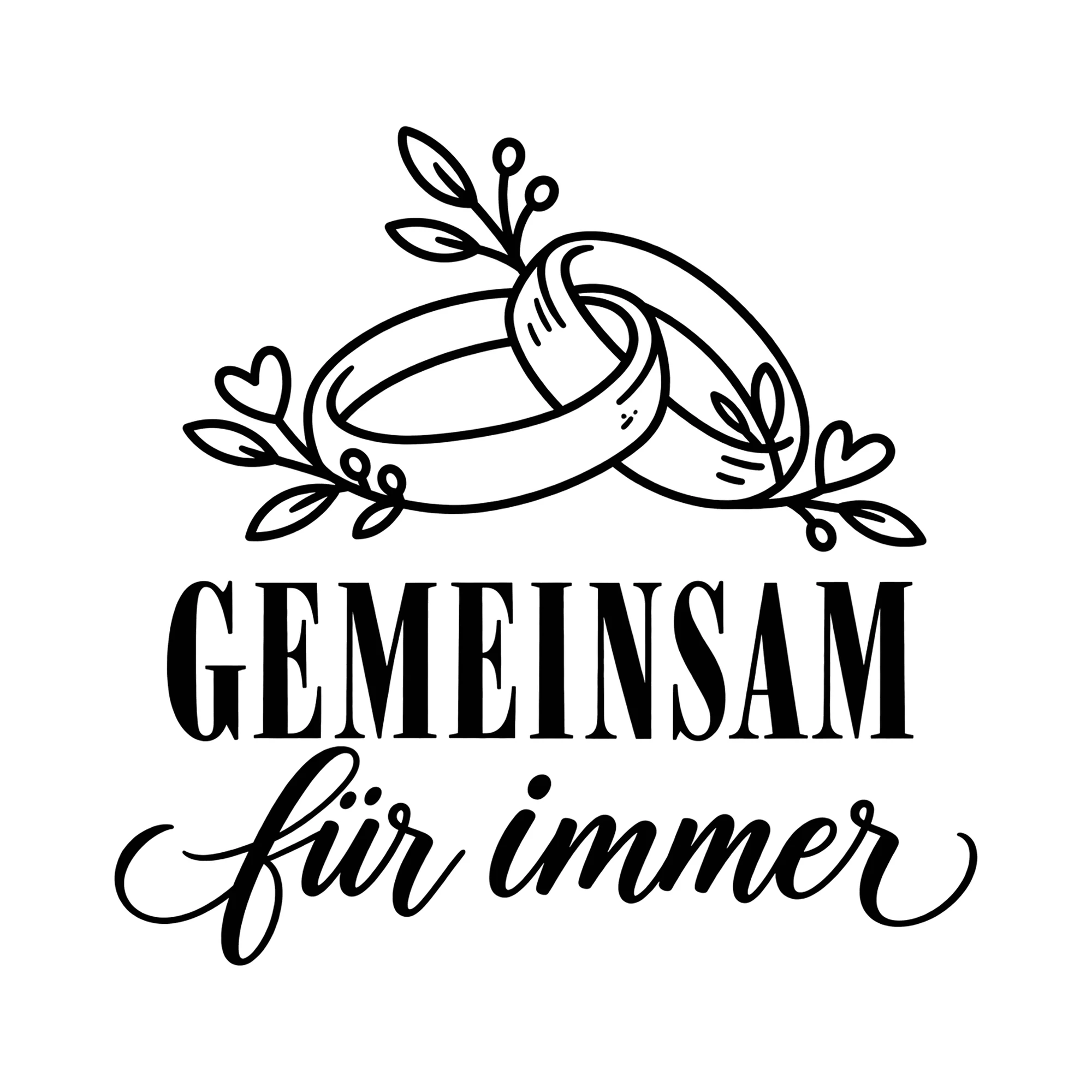 Bügelbild Gemeinsam für immer als Grafik auf weißem Hintergrund (BB013111)