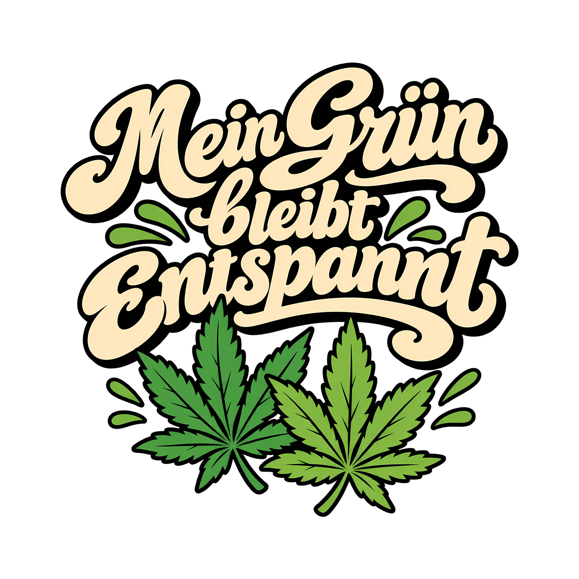 Bügelbild Mein Grün bleibt entspannt als Grafik auf weißem Hintergrund (BB012176)