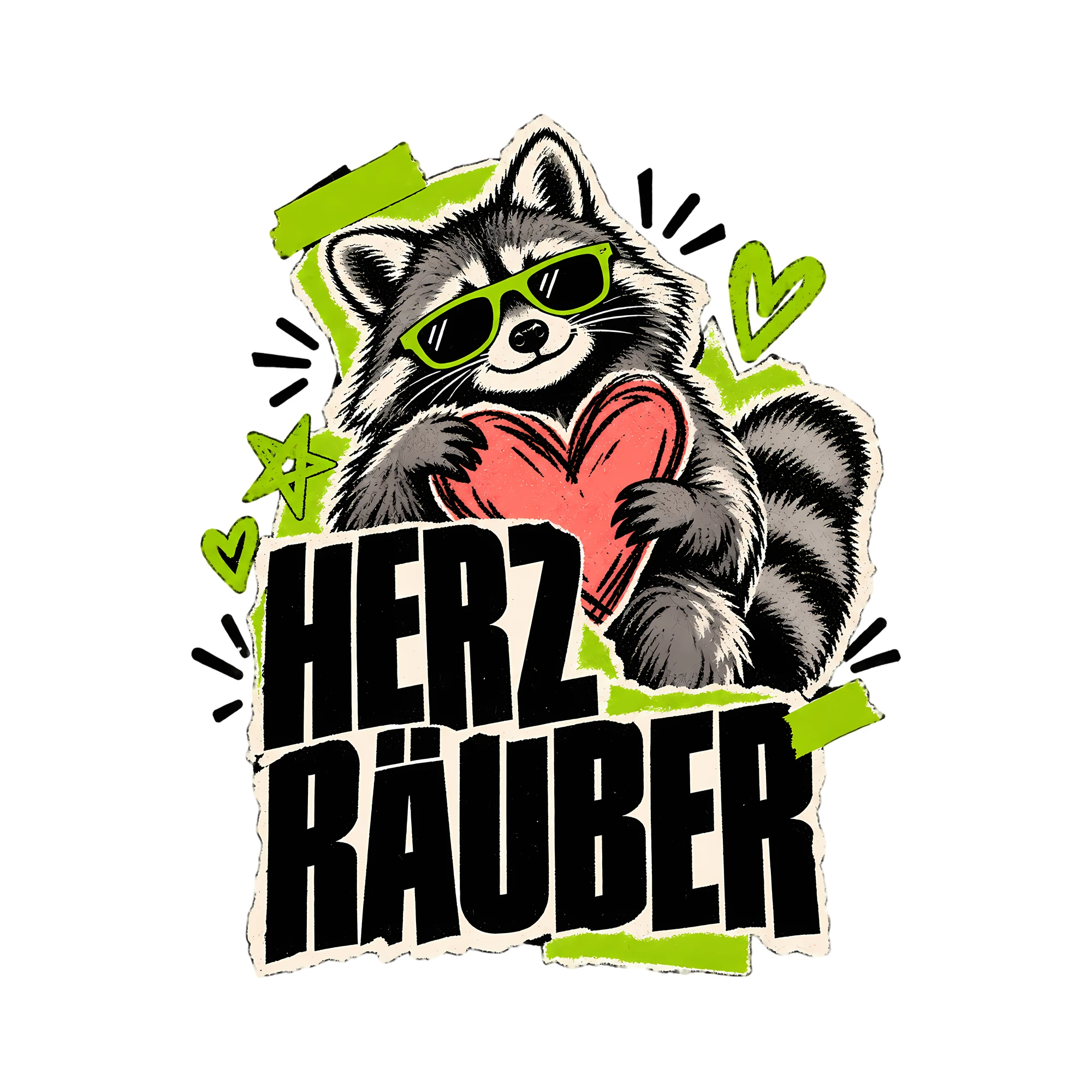 Bügelbild Herzräuber als Grafik auf weißem Hintergrund (BB013398)