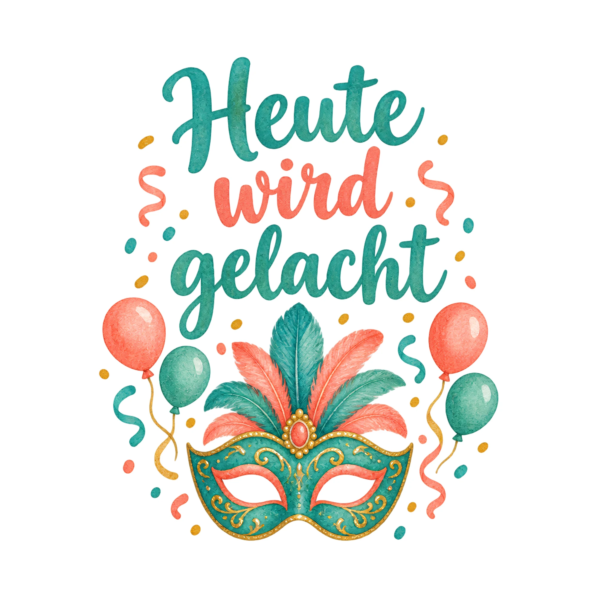 Bügelbild Heute wird gelacht, Vereine Shirt Spruch als Grafik auf weißem Hintergrund (BB020449)