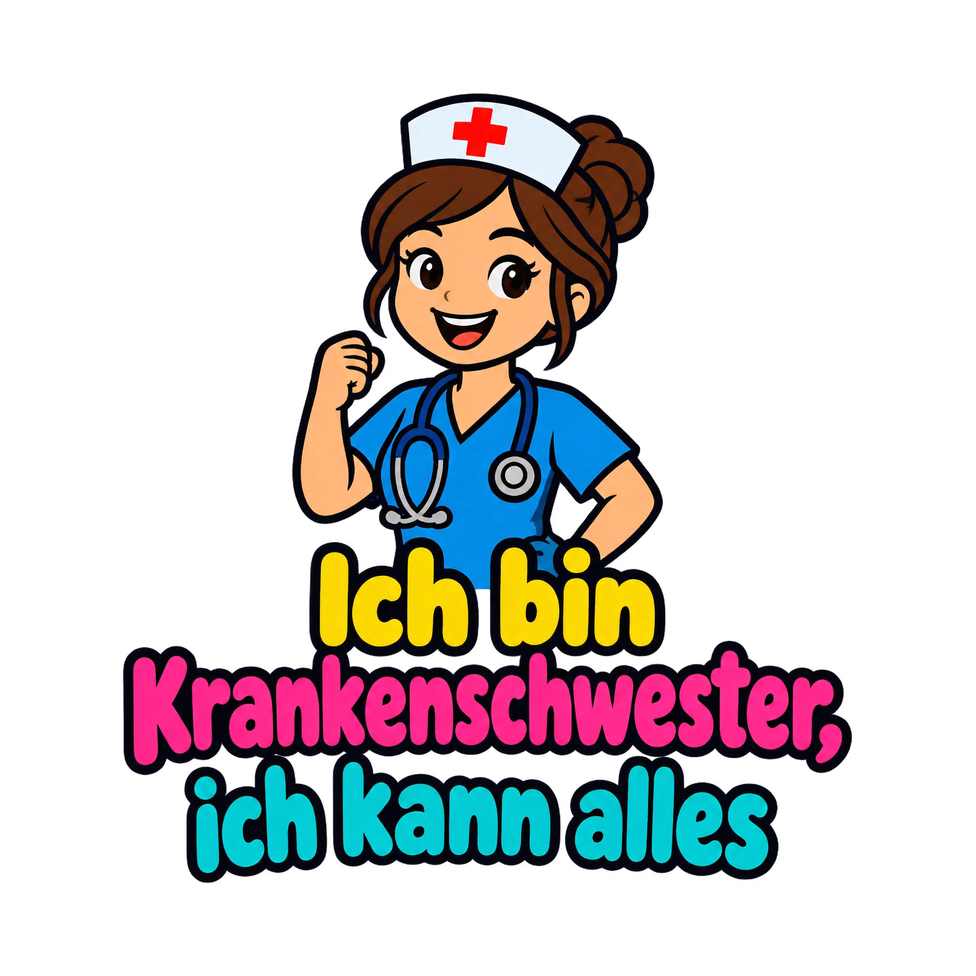 Bügelbild Ich bin Krankenschwester, ich kann alles, Beruf Shirt Spruch als Grafik auf weißem Hintergrund (BB020216)