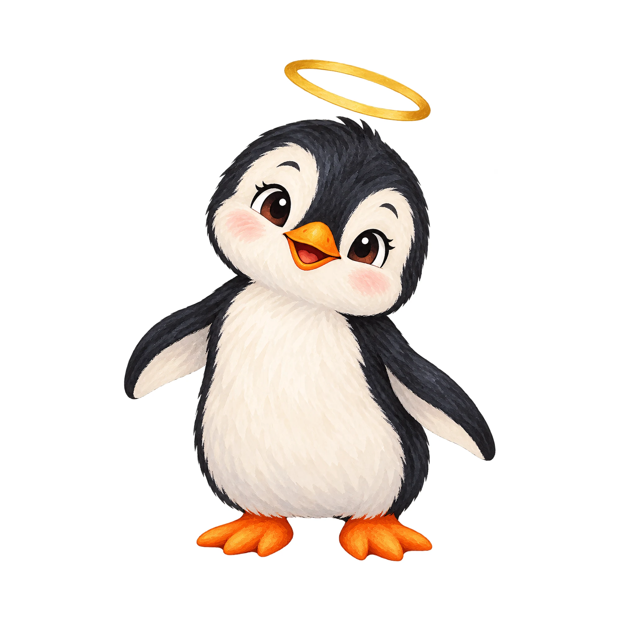 Bügelbild Angel Penguin, Tiere Shirt Motiv als Grafik auf weißem Hintergrund (BB016099)