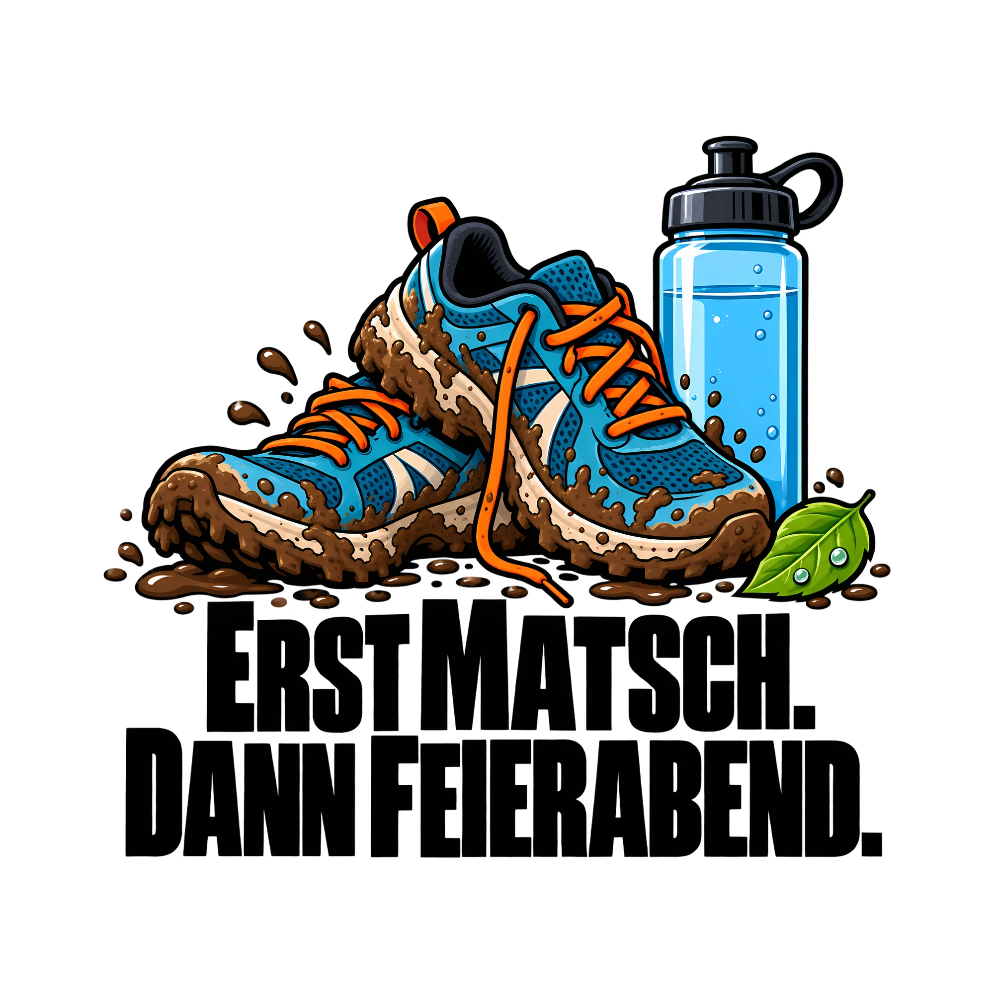 Bügelbild ERST MATSCH. DANN FEIERABEND. als Grafik auf weißem Hintergrund (BB012000)
