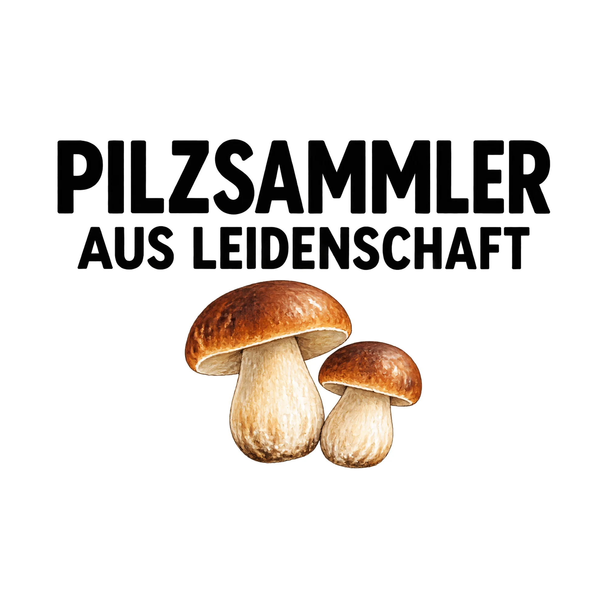 Bügelbild Pilzsammler Aus Leidenschaft, Retro Shirt Spruch als Grafik auf weißem Hintergrund (BB015523)