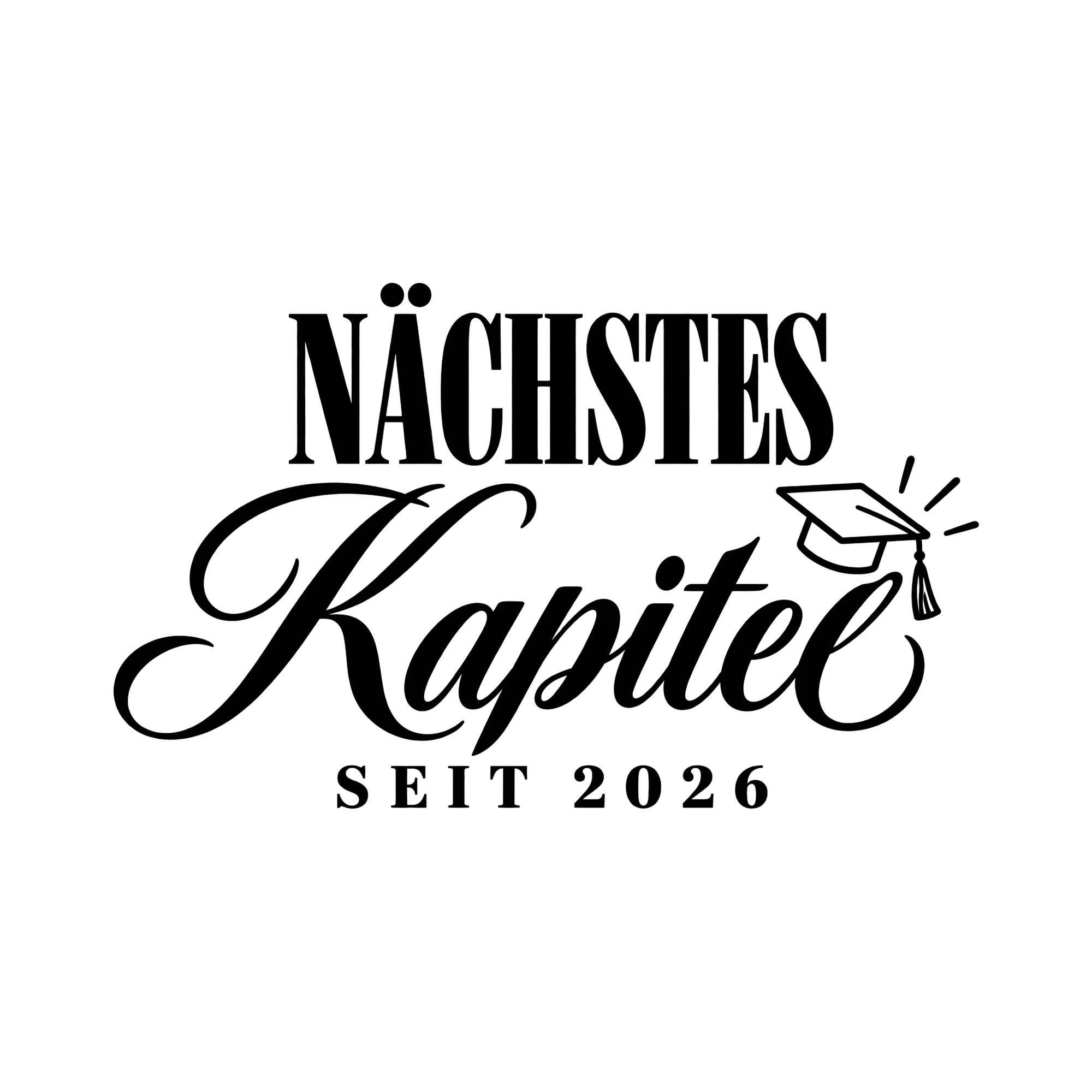 Bügelbild Nächstes Kapitel seit 2026 als Grafik auf weißem Hintergrund (BB011440)