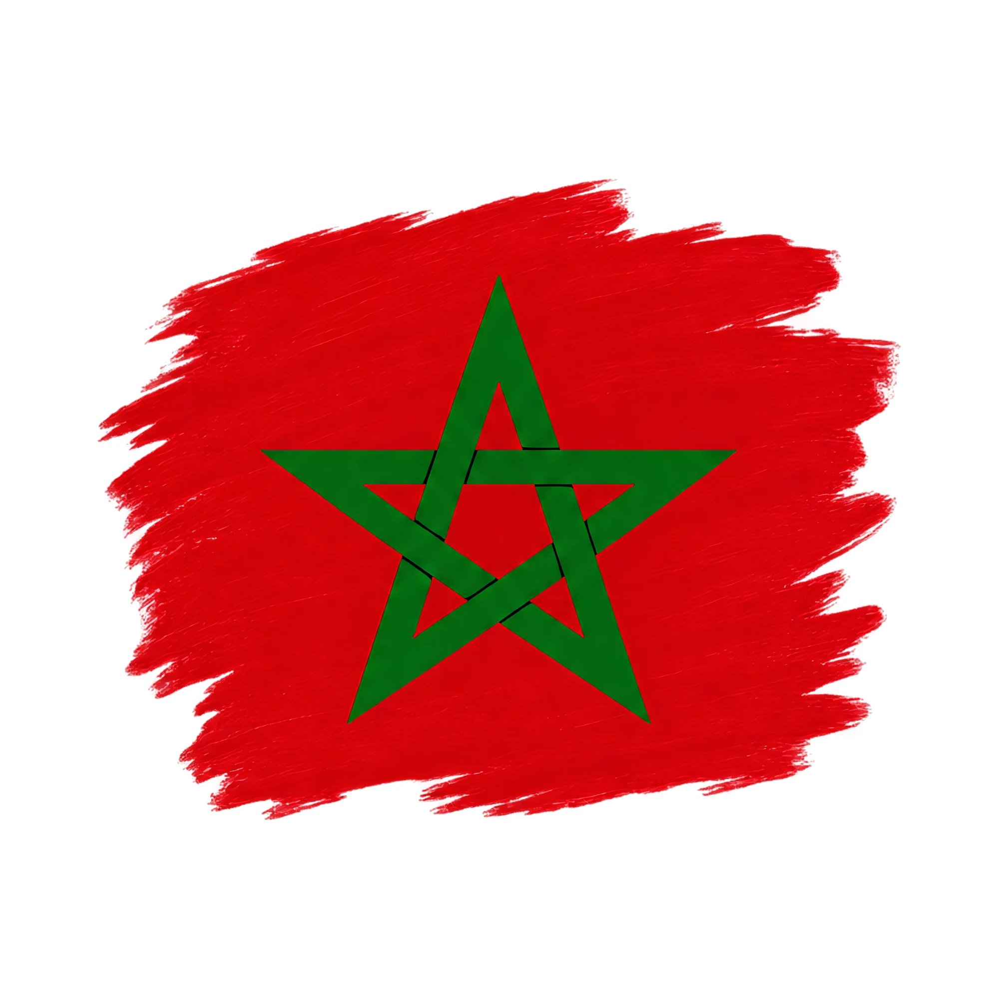 Bügelbild Flagge Marokko im Pinselstrich, Urlaub Shirt Spruch als Grafik auf weißem Hintergrund (BB017907)