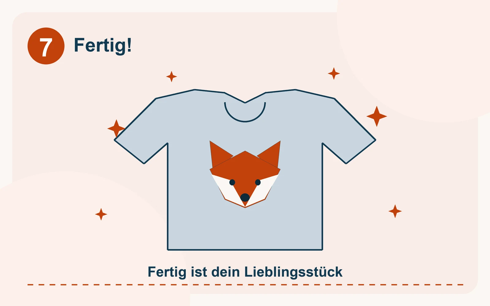 Das fertige T-Shirt mit aufgebügeltem Fuchsmotiv und kleinen Sternen. Fertig ist das Lieblingsstück.