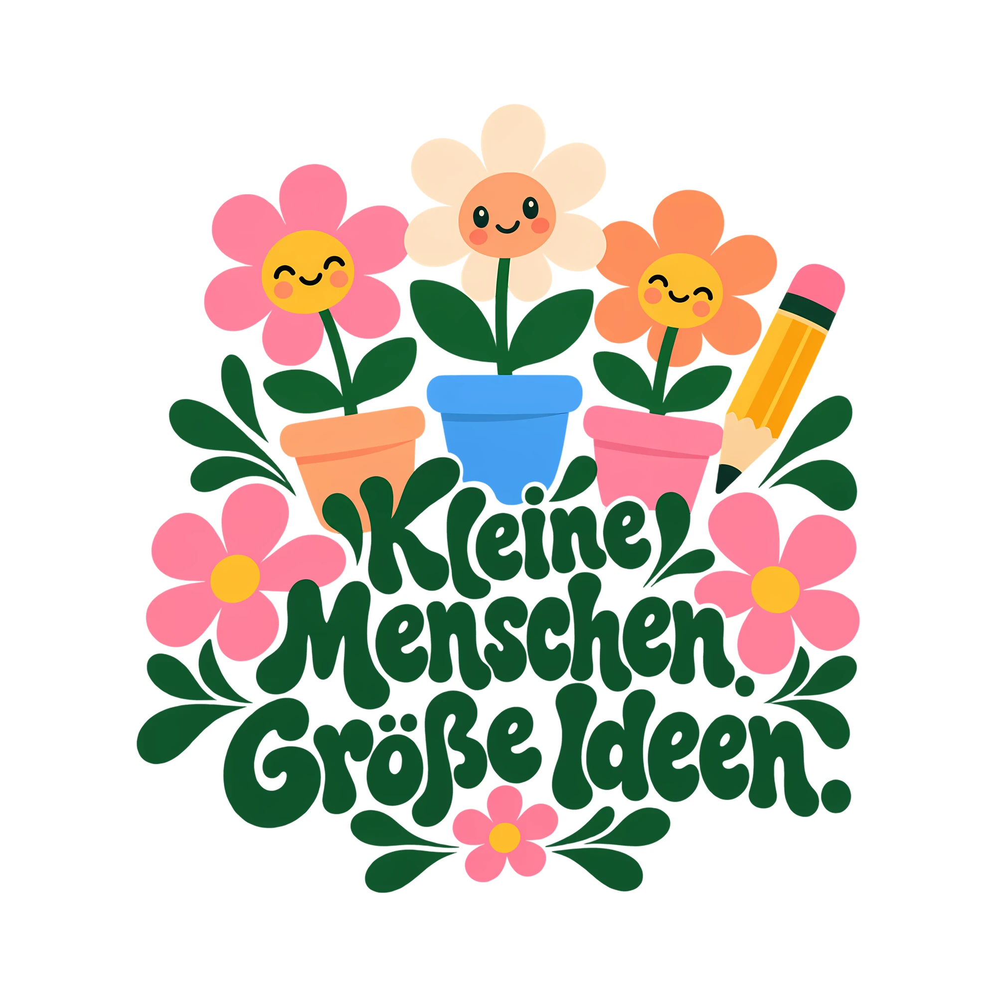 Bügelbild Kleine Menschen. Große Ideen. als Grafik auf weißem Hintergrund (BB011631)