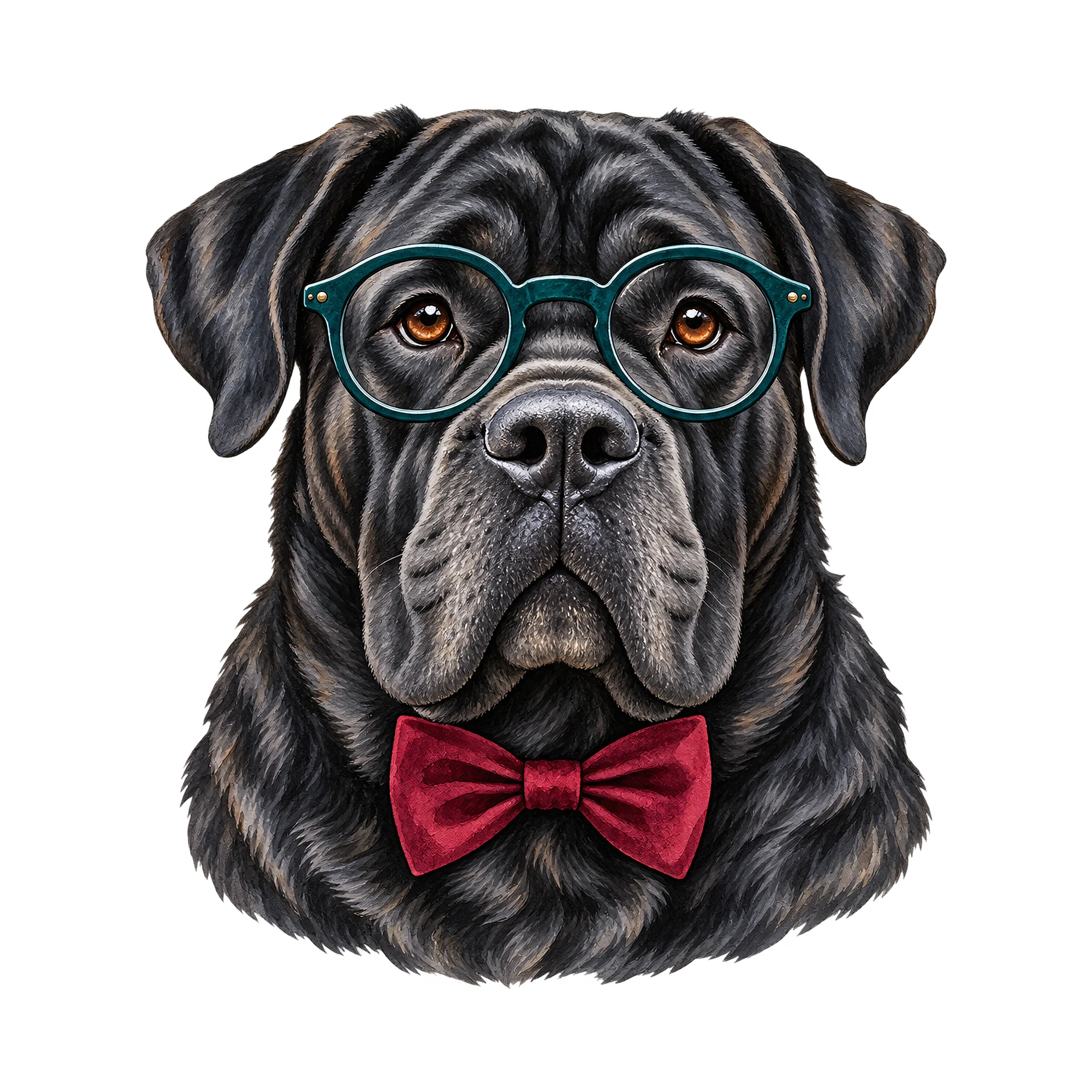 Bügelbild Hund Mit Brille, Tiere Shirt Motiv als Grafik auf weißem Hintergrund (BB016172)