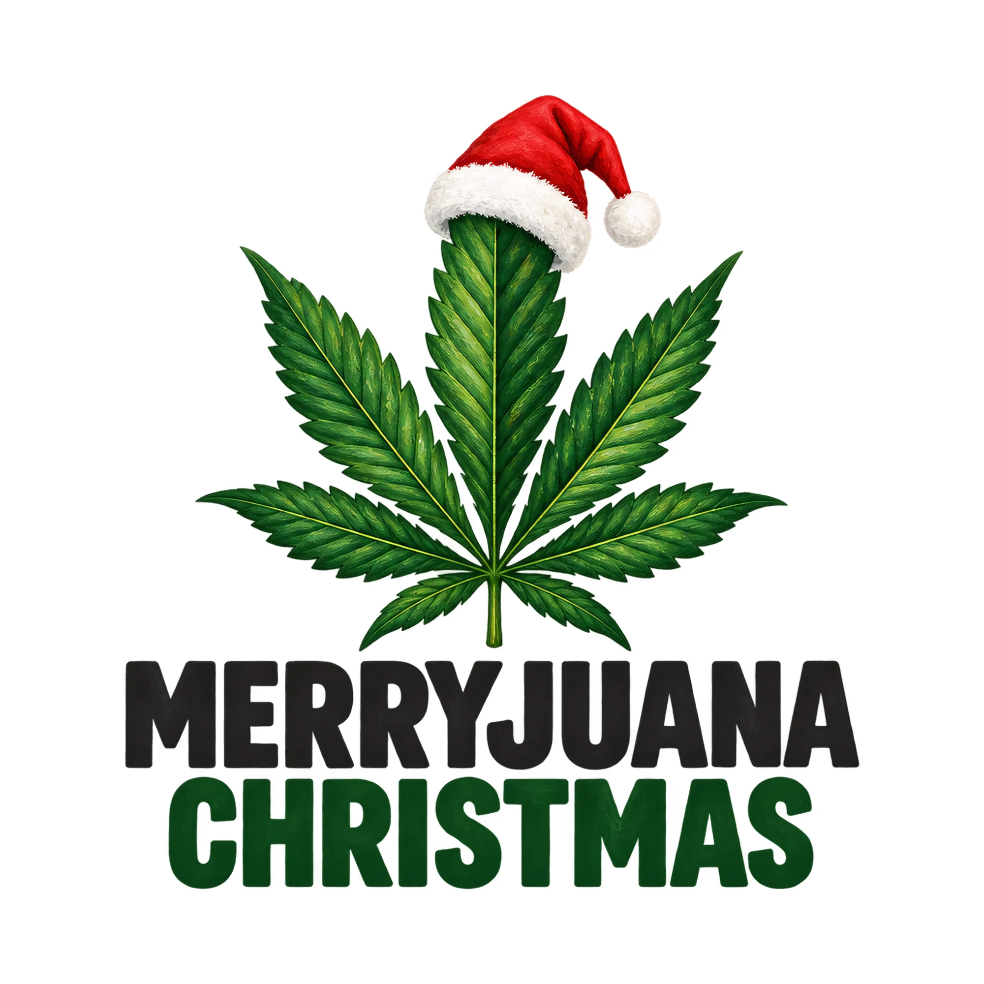 Bügelbild Merryjuana Christmas, Weihnachten Shirt Motiv als Grafik auf weißem Hintergrund (BB018110)