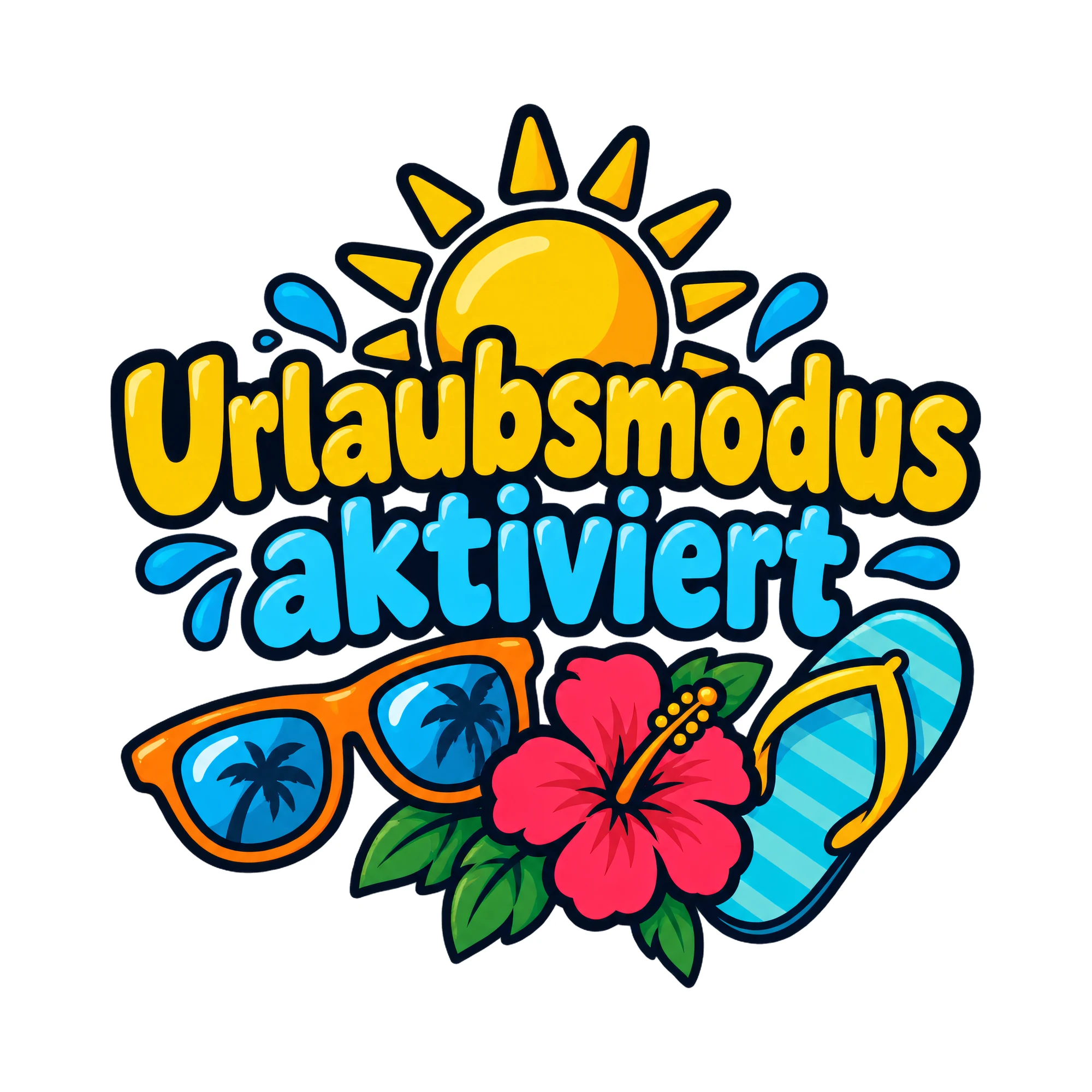 Bügelbild Urlaubsmodus aktiviert als Grafik auf weißem Hintergrund (BB018440)
