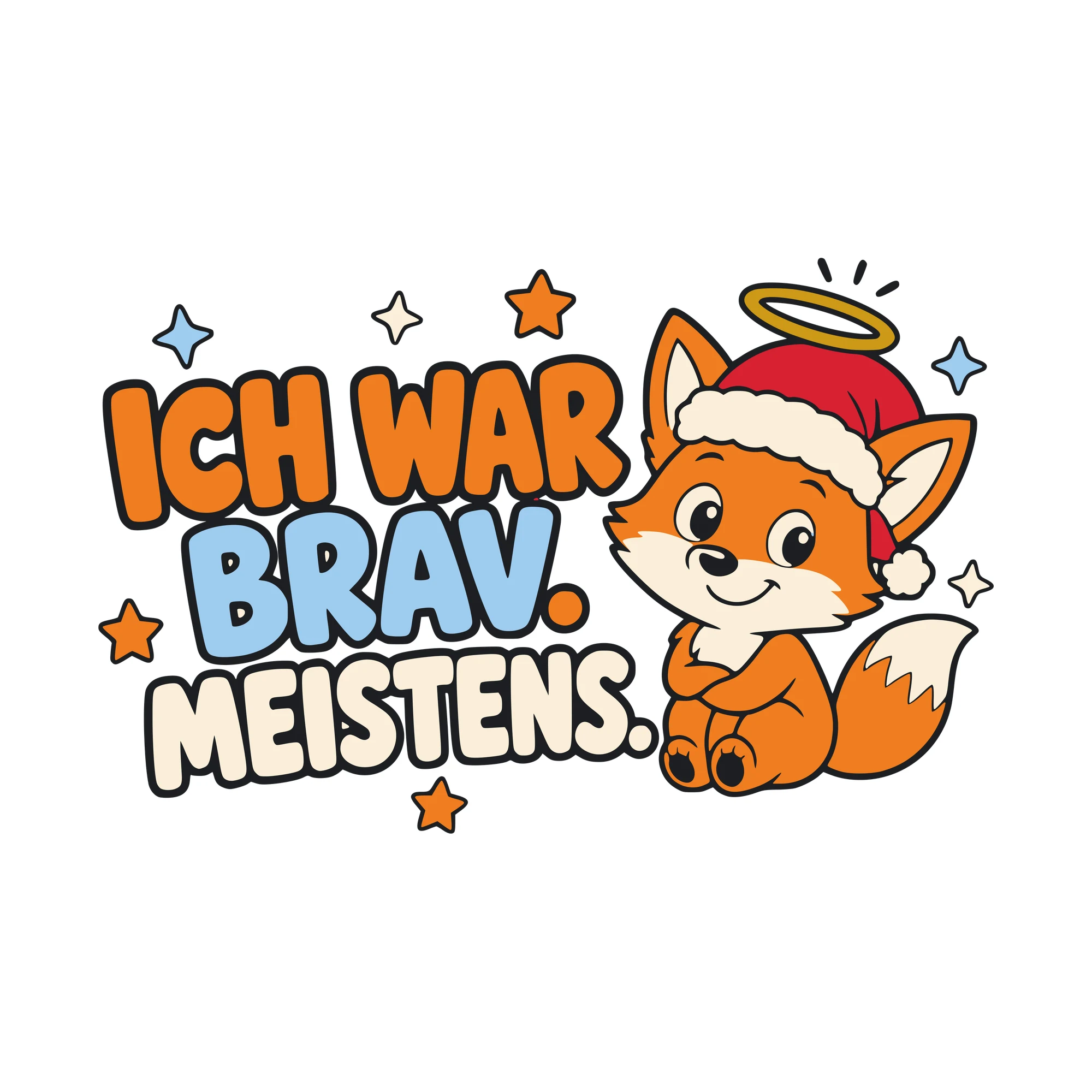 Bügelbild Ich war brav. Meistens. als Grafik auf weißem Hintergrund (BB010378)