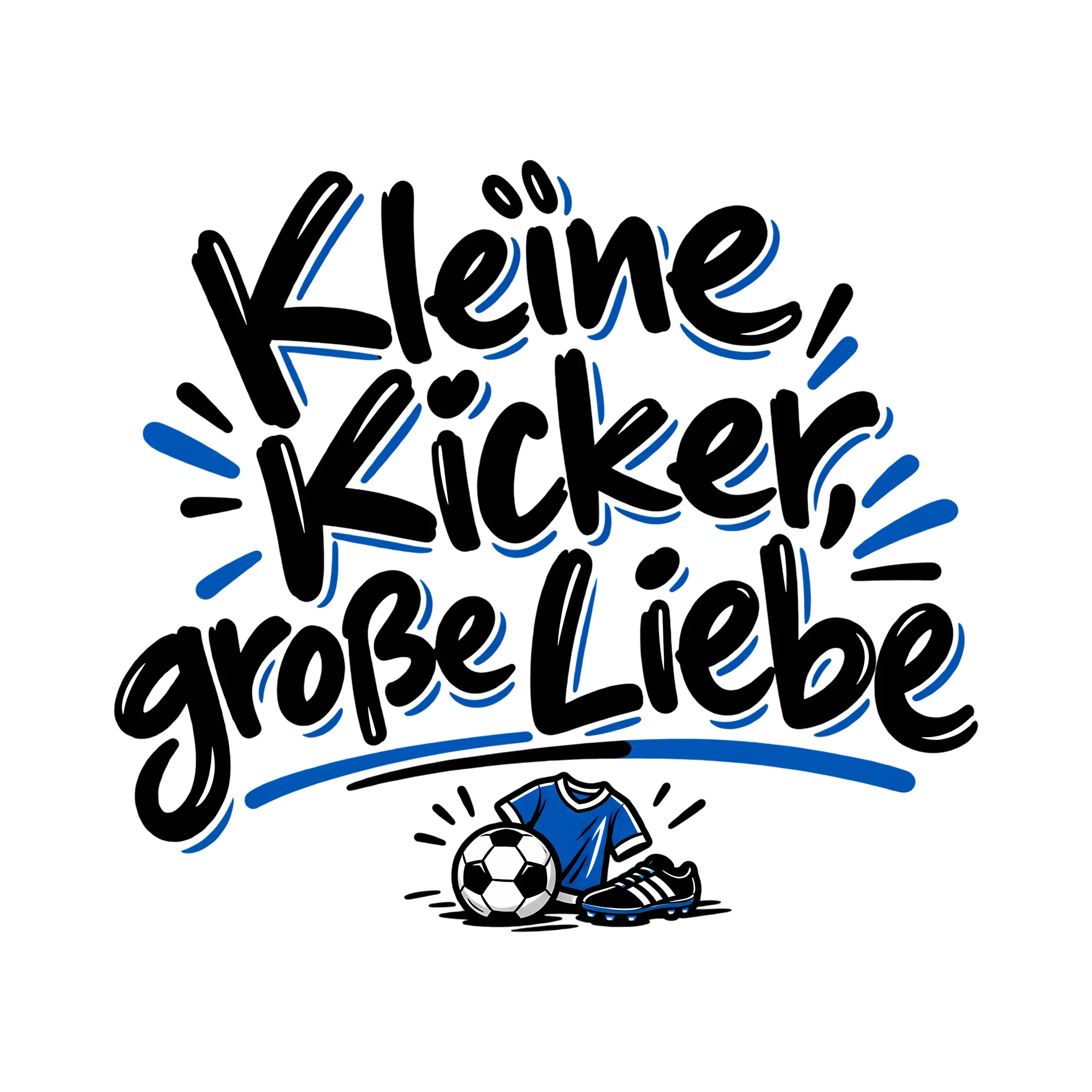 Bügelbild Kleine Kicker große Liebe als Grafik auf weißem Hintergrund (BB013744)