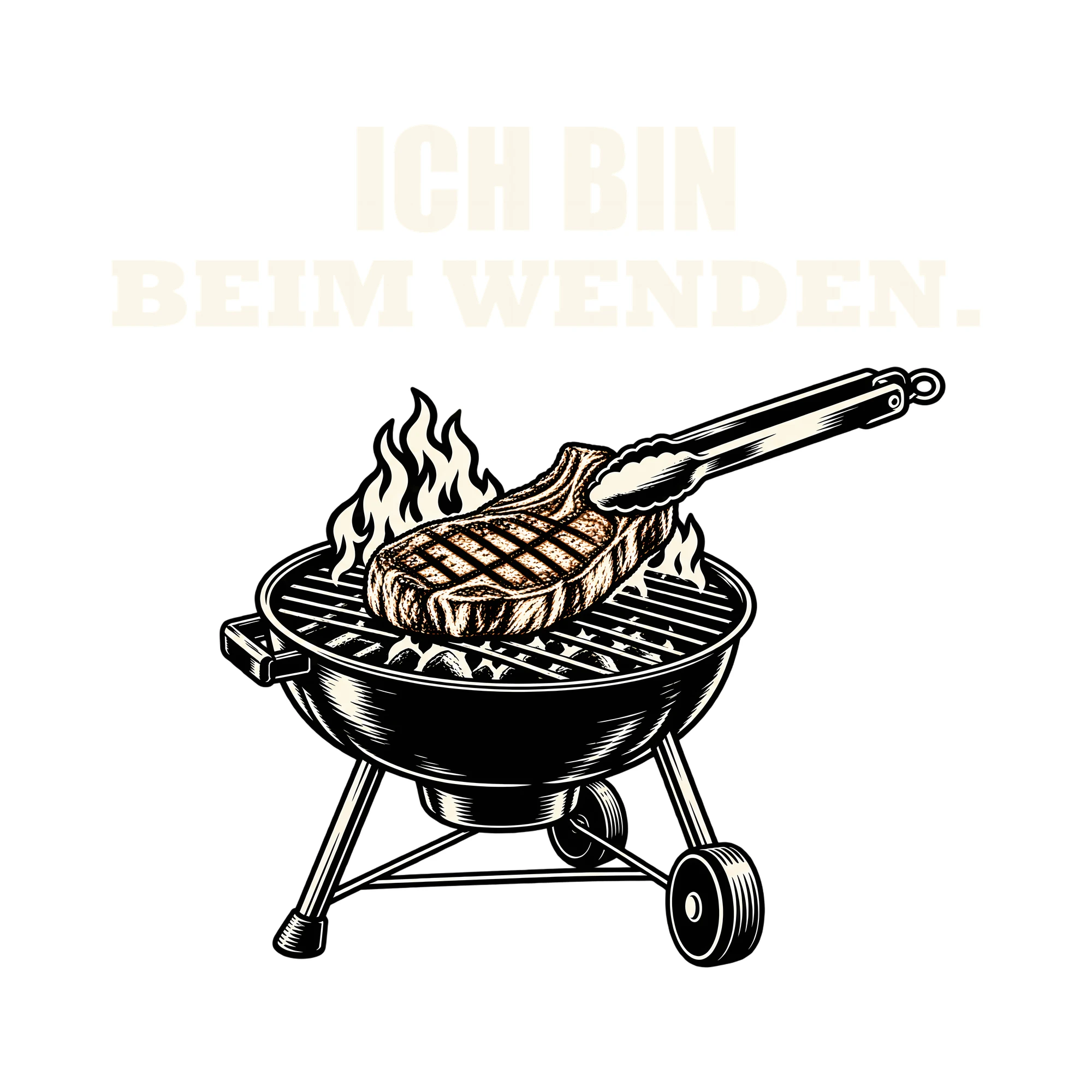 Bügelbild ICH BIN BEIM WENDEN. als Grafik auf weißem Hintergrund (BB012064)
