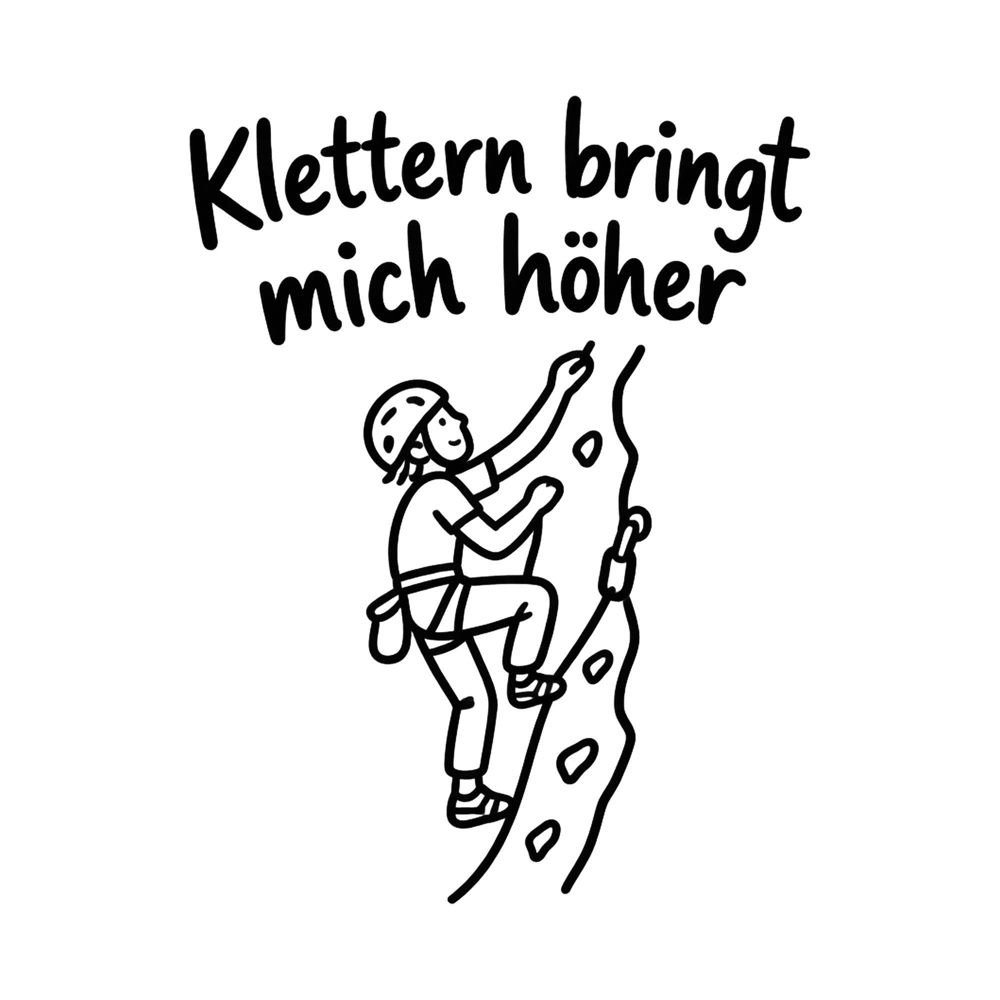 Bügelbild Klettern bringt mich höher als Grafik auf weißem Hintergrund (BB018462)