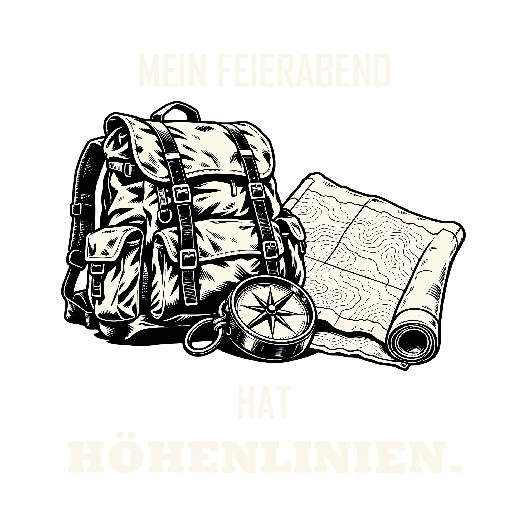 Bügelbild MEIN FEIERABEND HAT HÖHENLINIEN. als Grafik auf weißem Hintergrund (BB013193)