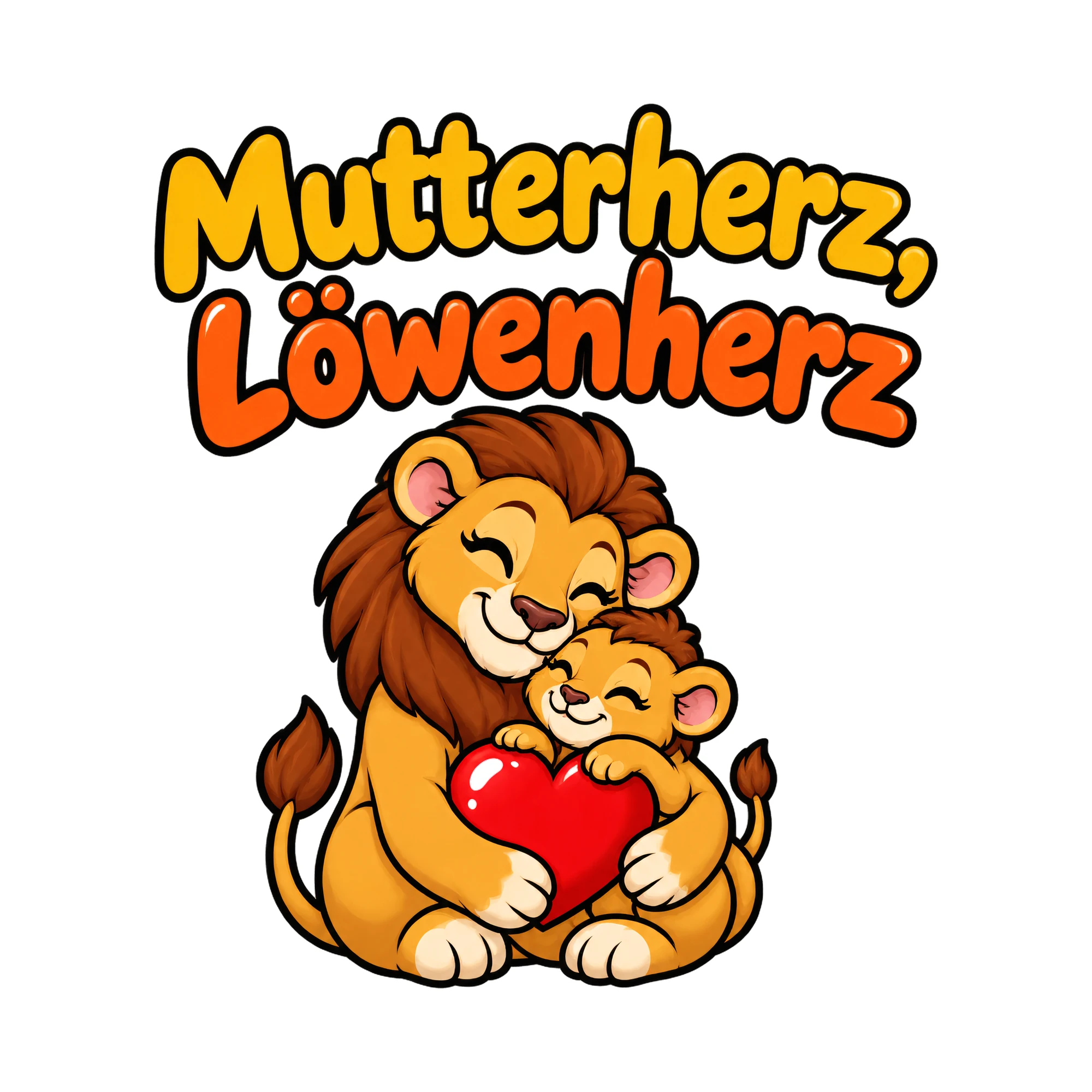 Bügelbild Mutterherz, Löwenherz als Grafik auf weißem Hintergrund (BB019188)
