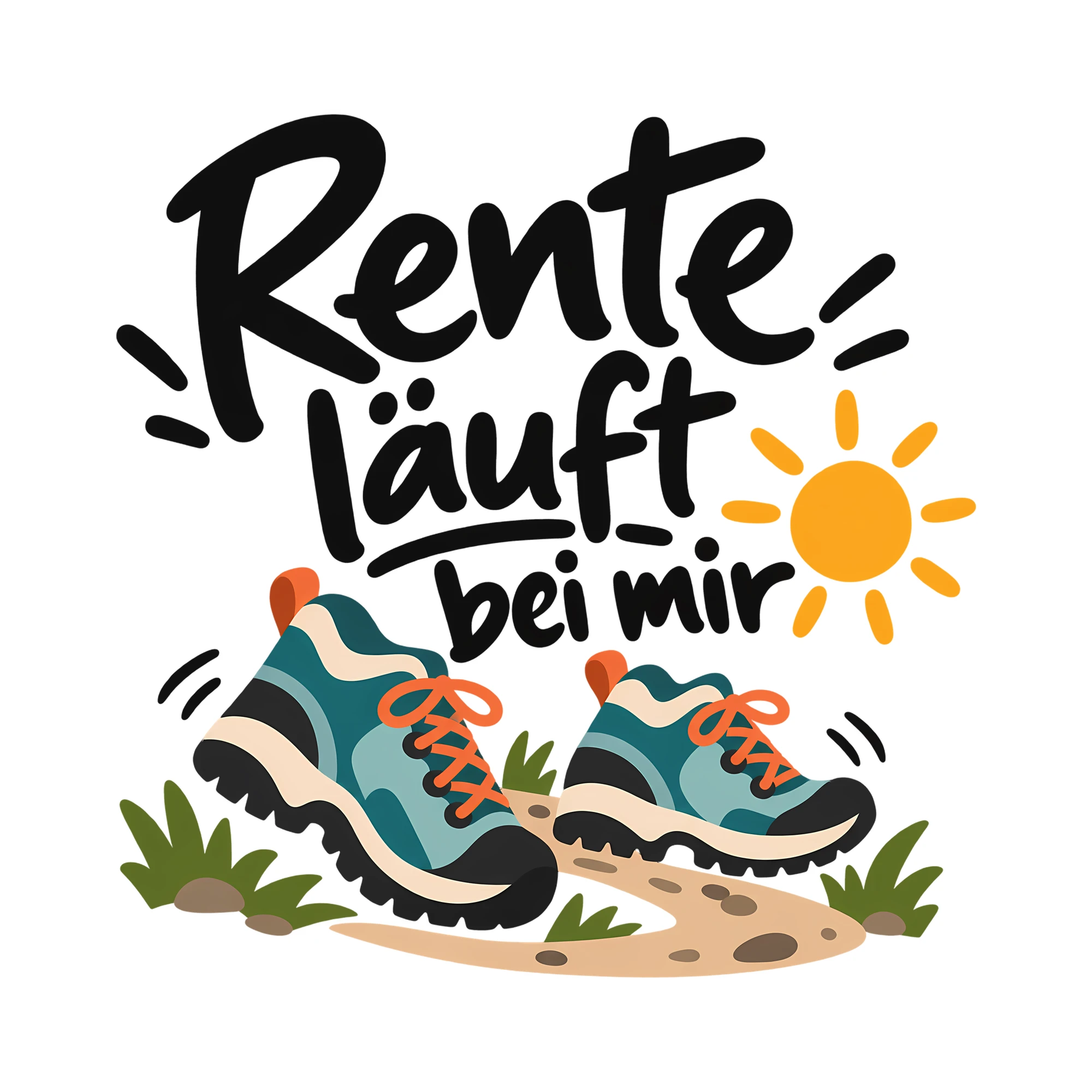Bügelbild Rente läuft bei mir als Grafik auf weißem Hintergrund (BB011687)