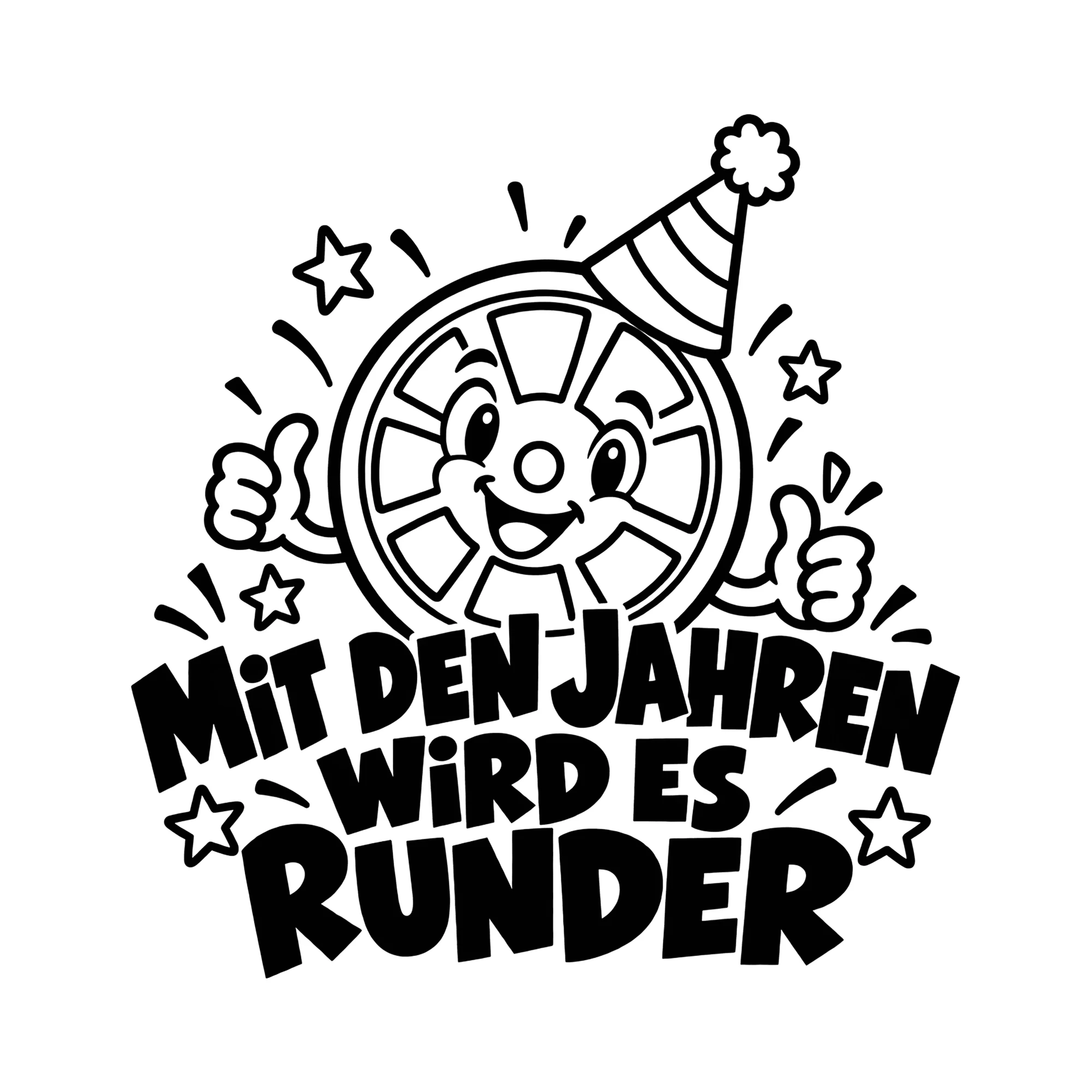 Bügelbild MIT DEN JAHREN WIRD ES RUNDER als Grafik auf weißem Hintergrund (BB012574)