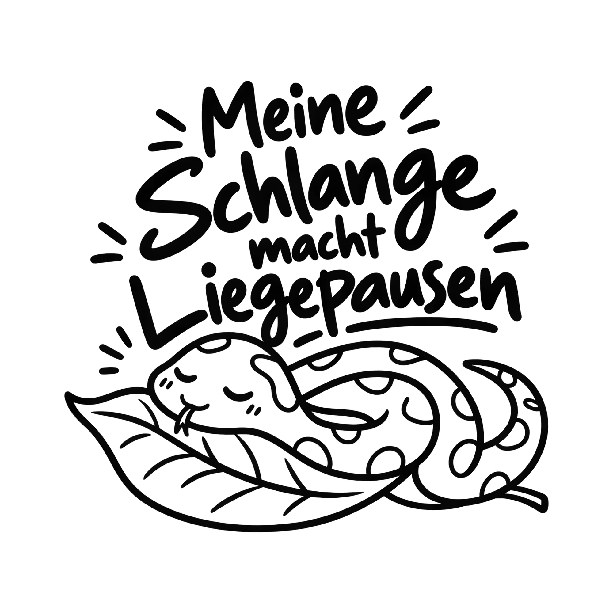Bügelbild Meine Schlange macht Liegepausen als Grafik auf weißem Hintergrund (BB013866)