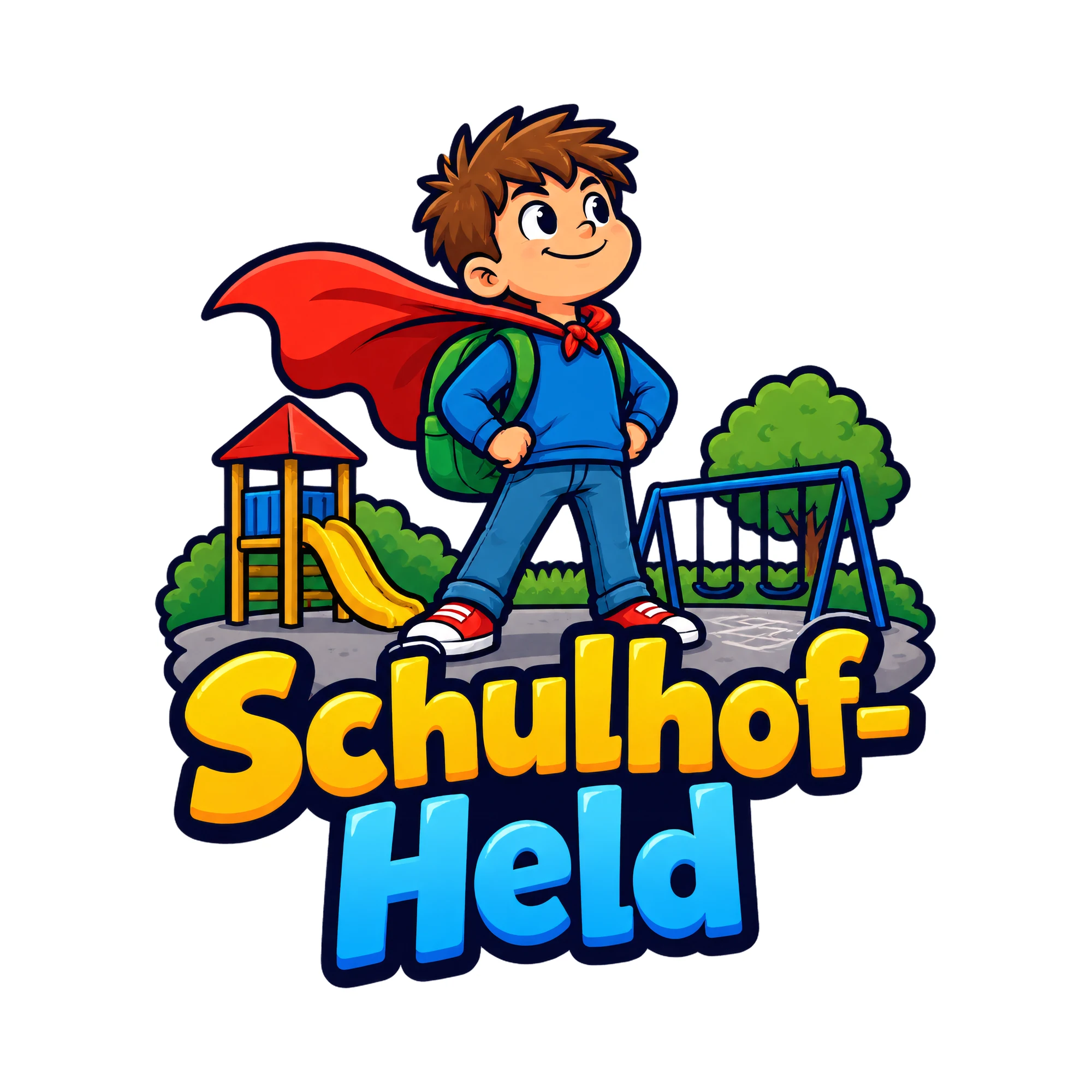 Bügelbild Schulhof-Held, Lustiger Shirt Spruch als Grafik auf weißem Hintergrund (BB016785)