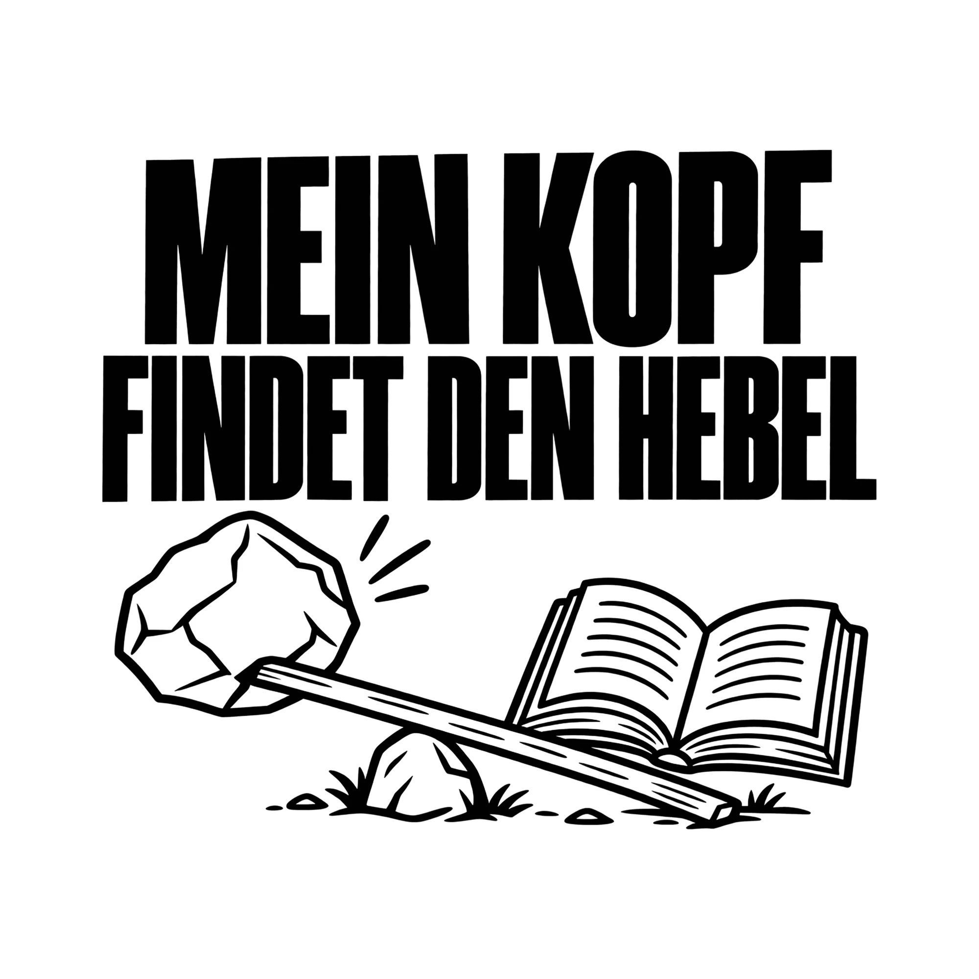 Bügelbild MEIN KOPF FINDET DEN HEBEL als Grafik auf weißem Hintergrund (BB014450)