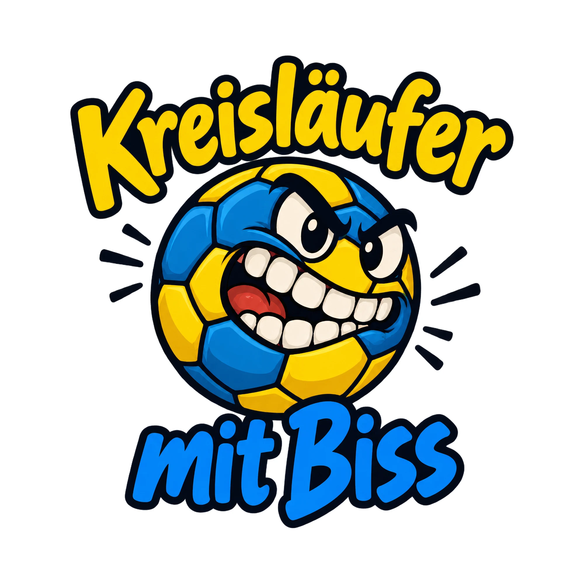 Bügelbild Kreisläufer mit Biss als Grafik auf weißem Hintergrund (BB019426)