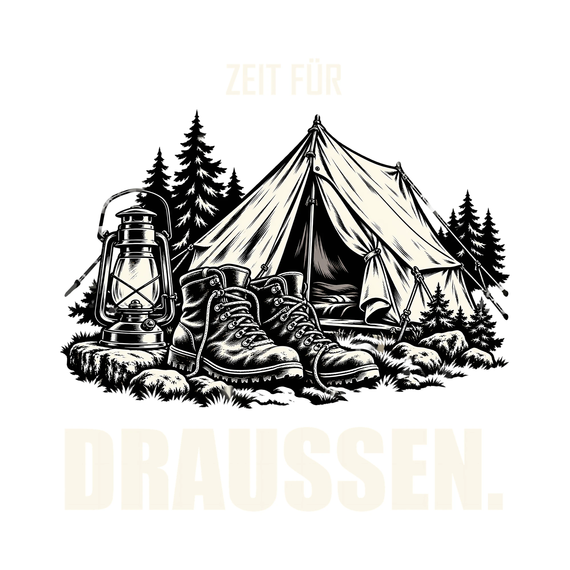 Bügelbild ZEIT FÜR DRAUSSEN. als Grafik auf weißem Hintergrund (BB012707)