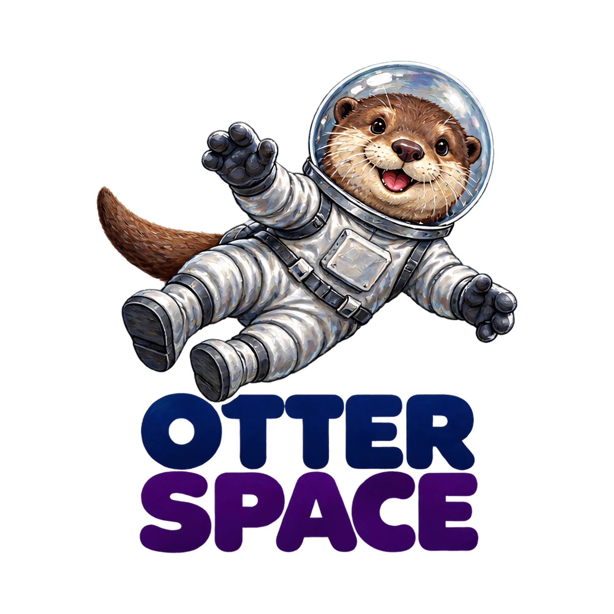 Bügelbild Otter Space, Lustiger Shirt Spruch als Grafik auf weißem Hintergrund (BB018242)