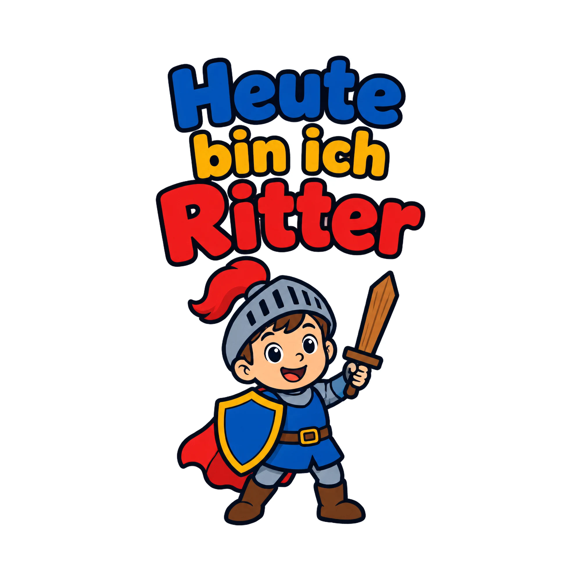 Bügelbild Heute bin ich Ritter als Grafik auf weißem Hintergrund (BB019961)
