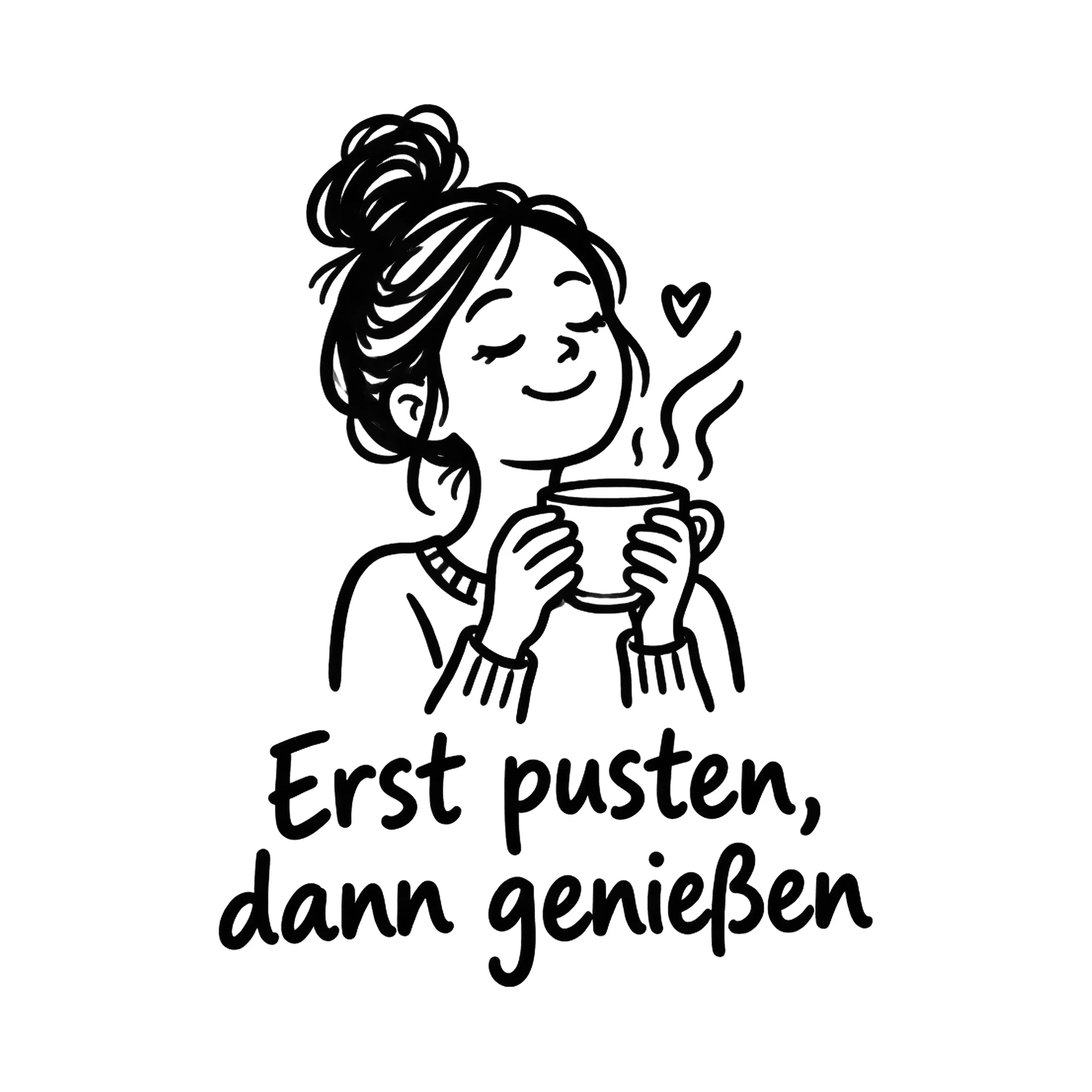 Bügelbild Erst pusten, dann genießen als Grafik auf weißem Hintergrund (BB014364)