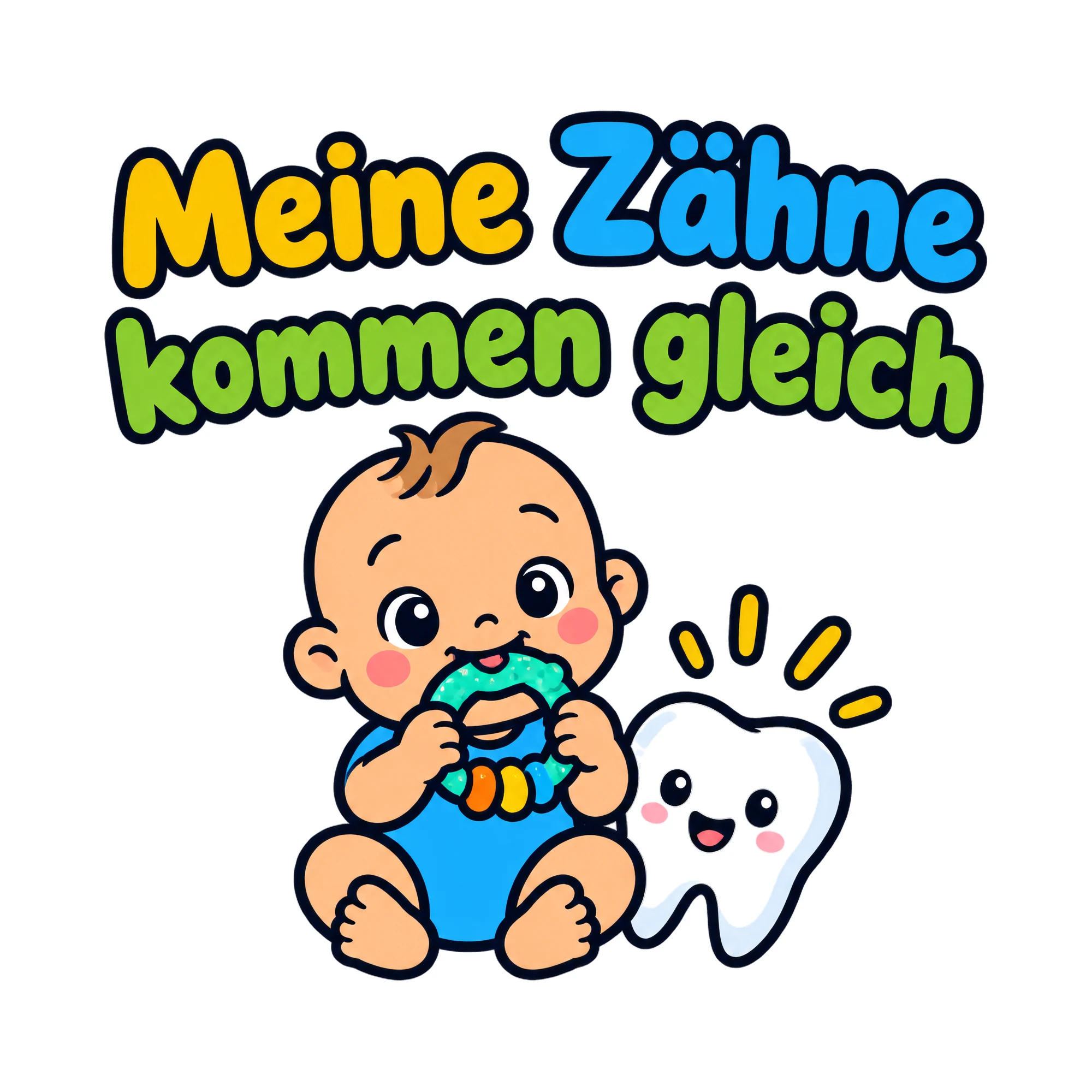 Bügelbild Meine Zähne kommen gleich als Grafik auf weißem Hintergrund (BB020061)