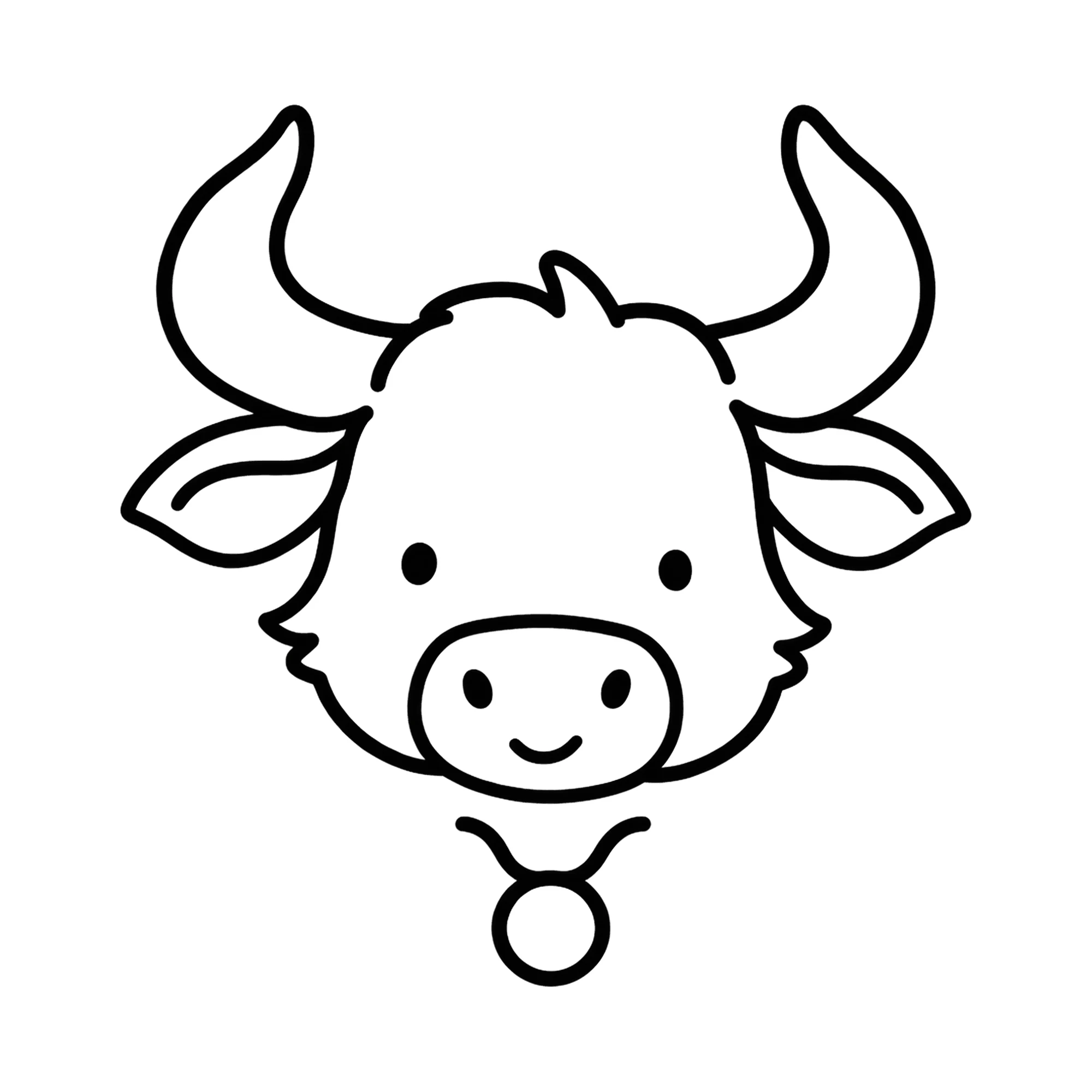 Bügelbild Kritzel Stil Sternzeichen Stier, Lustiger Shirt Motiv als Grafik auf weißem Hintergrund (BB015786)