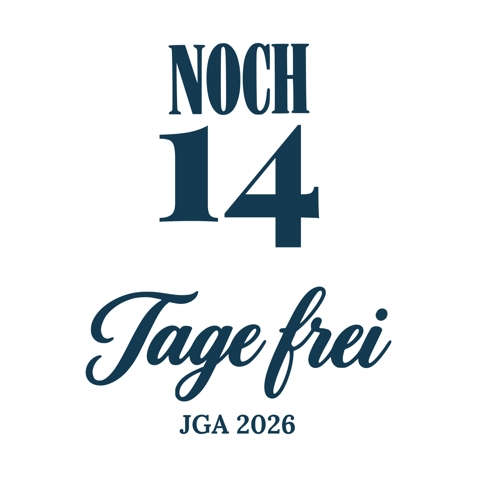 Bügelbild Noch Tage frei mit Zahl und Jahr als Grafik auf weißem Hintergrund (BB010701)