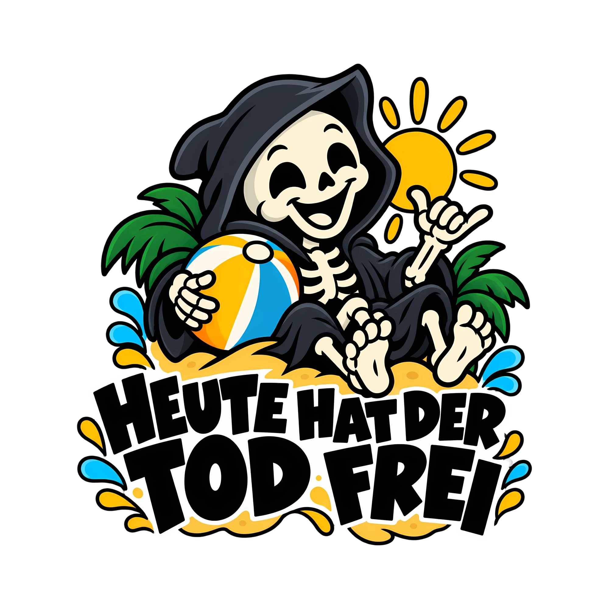 Bügelbild HEUTE HAT DER TOD FREI als Grafik auf weißem Hintergrund (BB014187)
