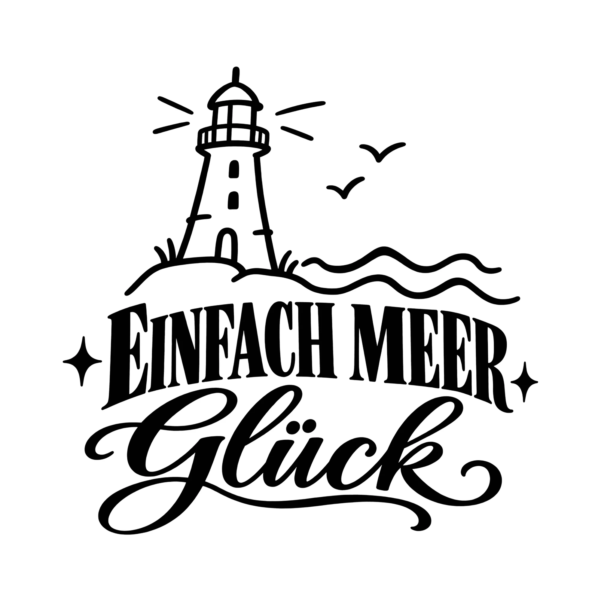 Bügelbild Einfach Meer Glück als Grafik auf weißem Hintergrund (BB013222)