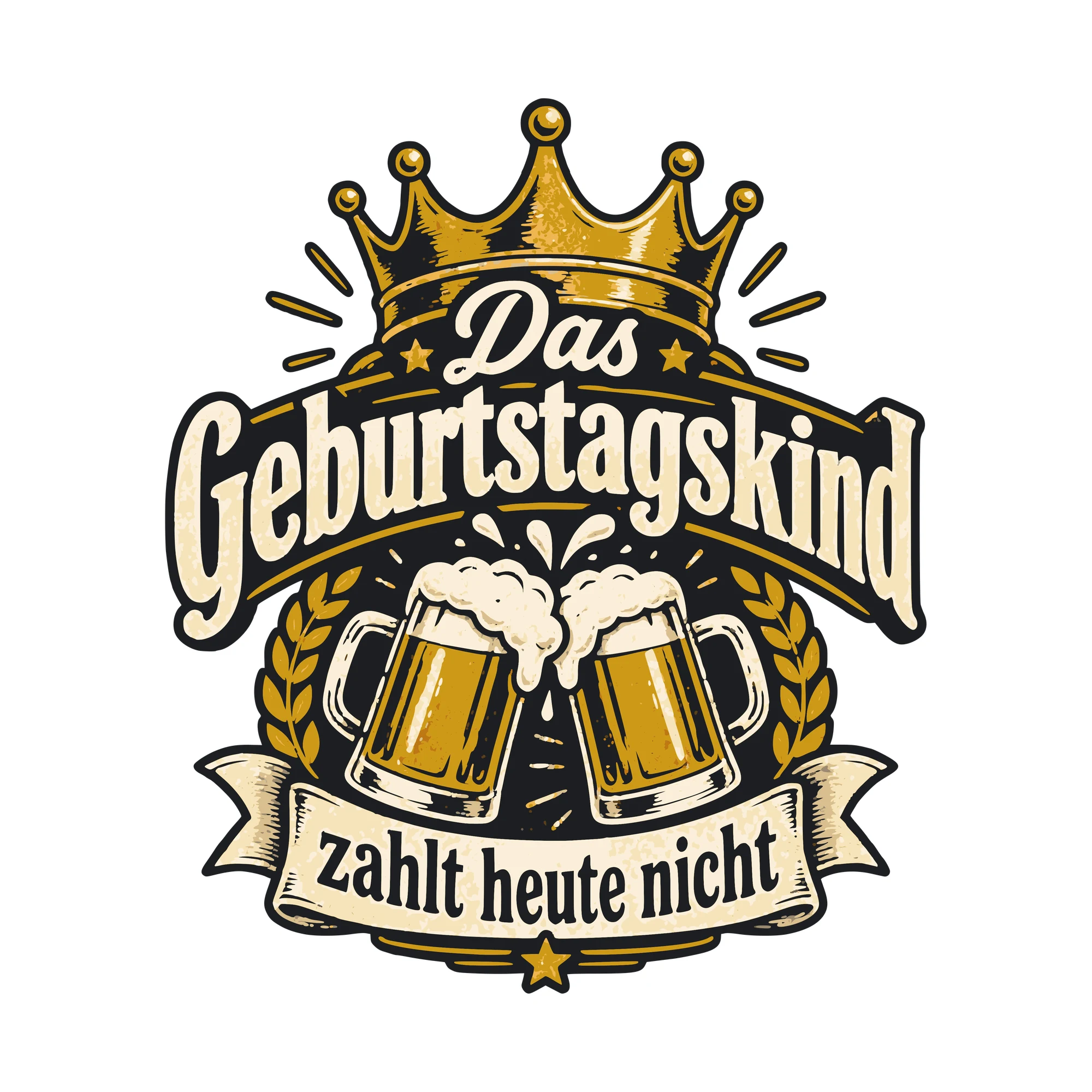 Bügelbild Das Geburtstagskind zahlt heute nicht als Grafik auf weißem Hintergrund (BB011133)