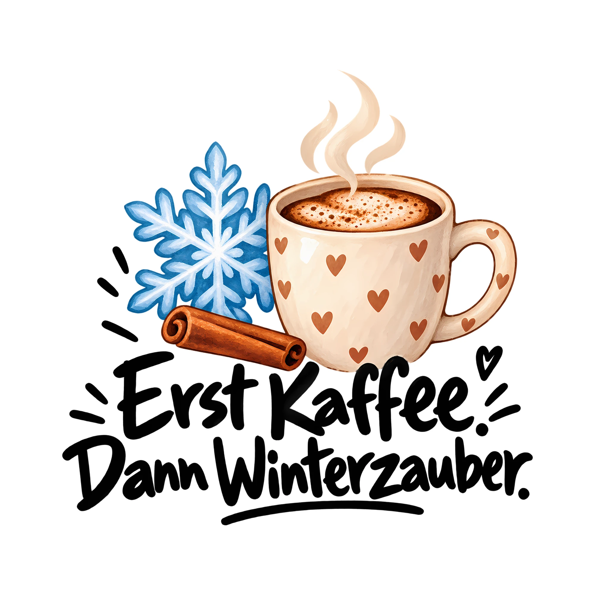 Bügelbild Erst Kaffee. Dann Winterzauber. als Grafik auf weißem Hintergrund (BB012159)
